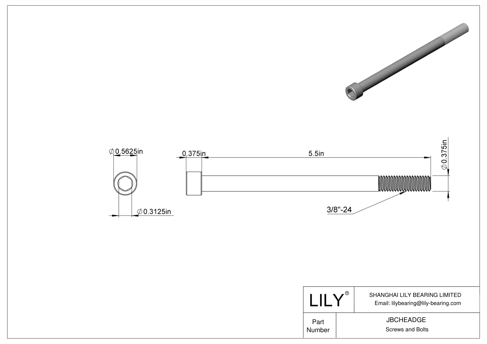 JBCHEADGE 合金钢内六角螺钉 cad drawing