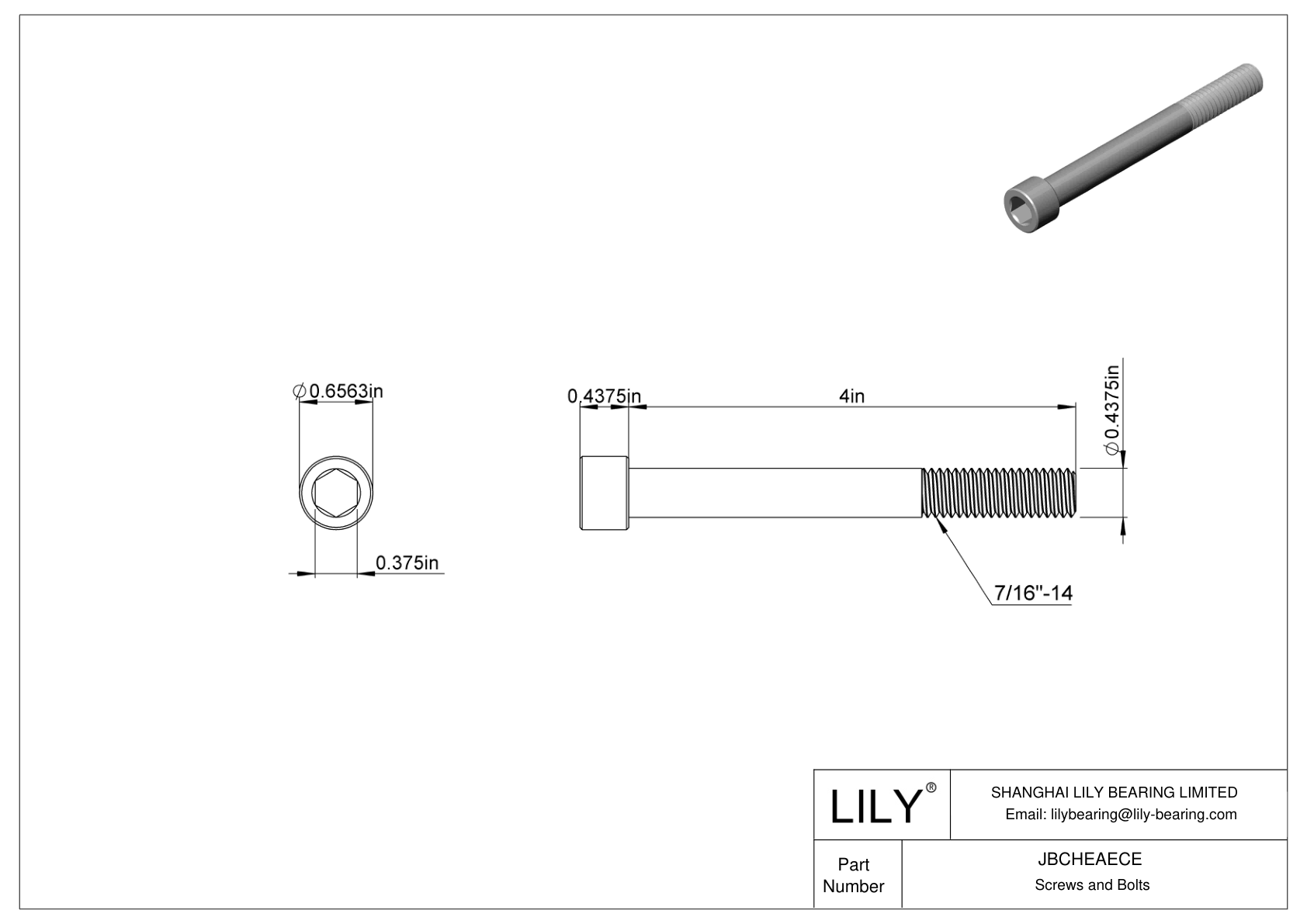 JBCHEAECE Alloy Steel Socket Head Screws cad drawing