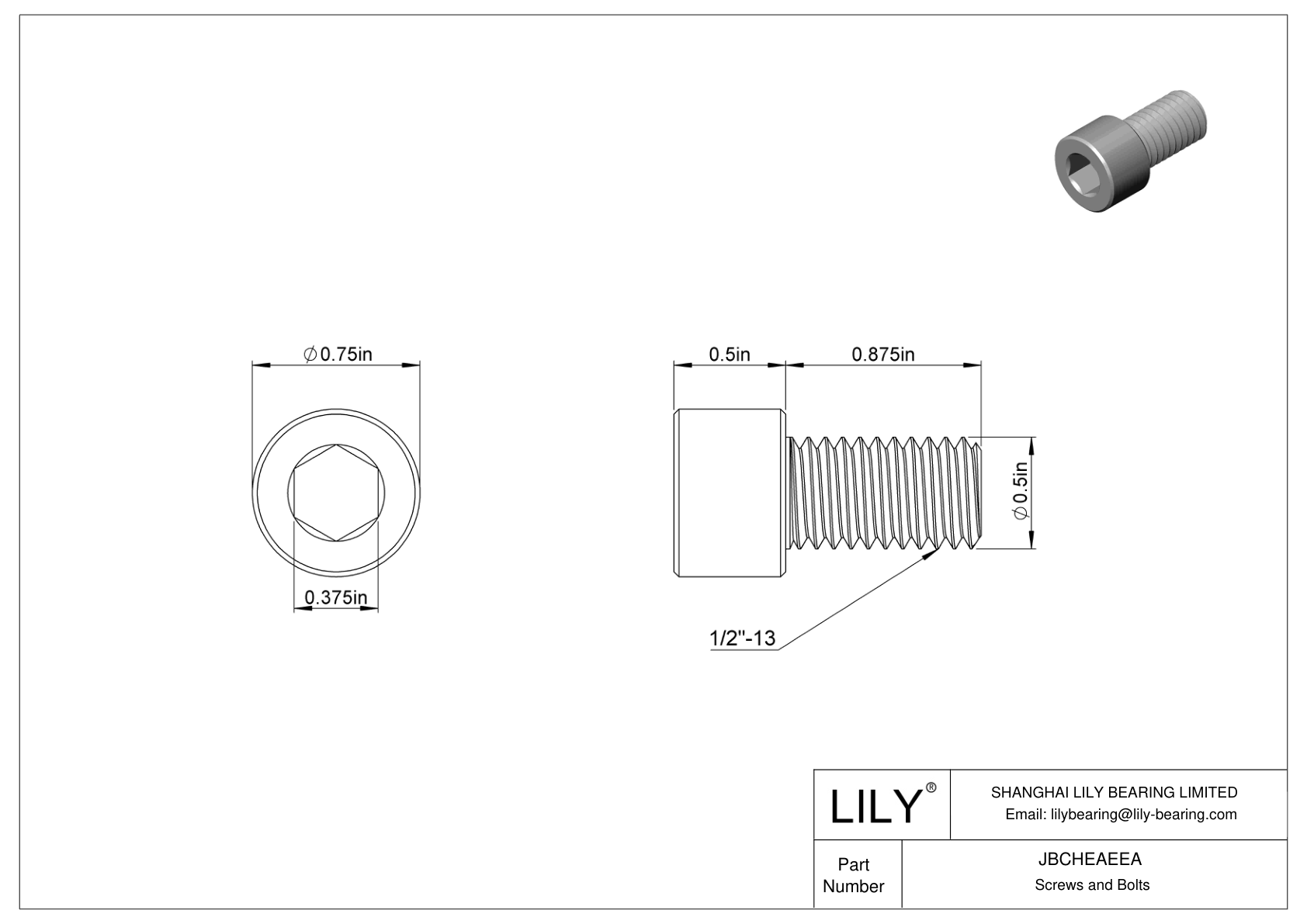 JBCHEAEEA Alloy Steel Socket Head Screws cad drawing