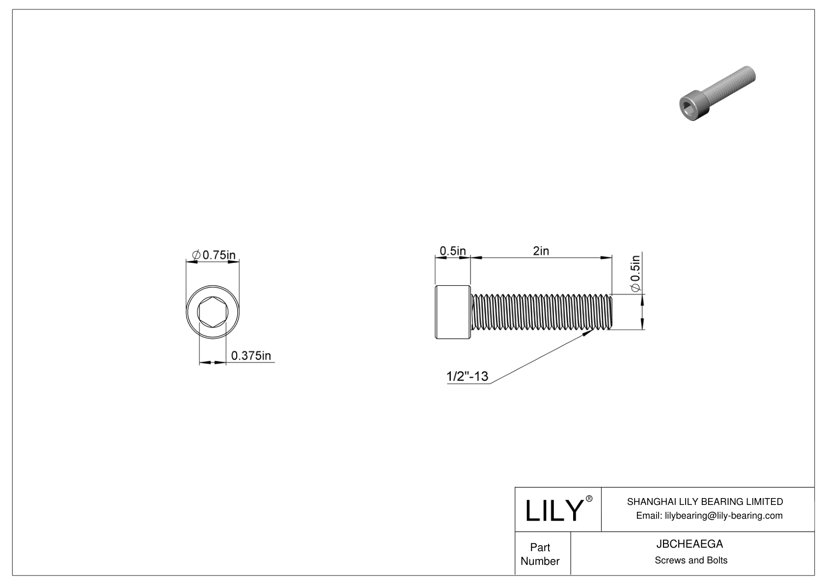 JBCHEAEGA Alloy Steel Socket Head Screws cad drawing