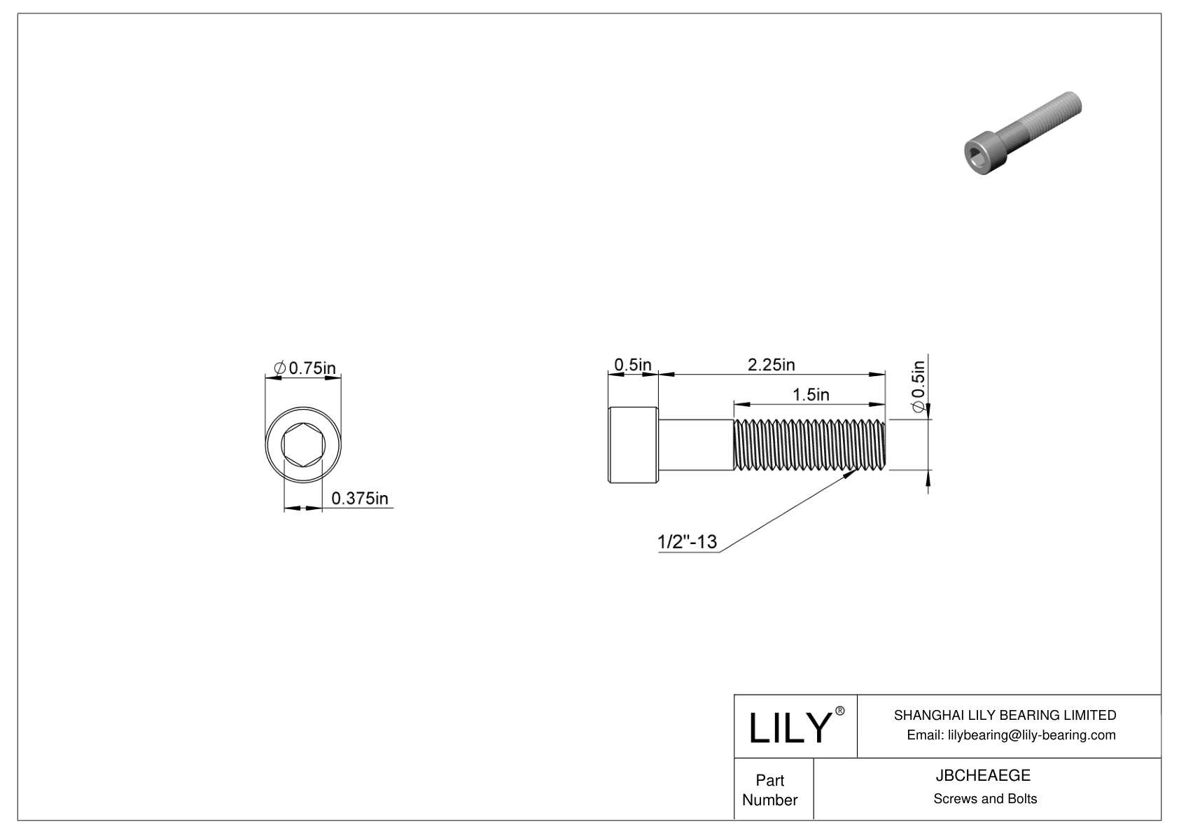 JBCHEAEGE Alloy Steel Socket Head Screws cad drawing