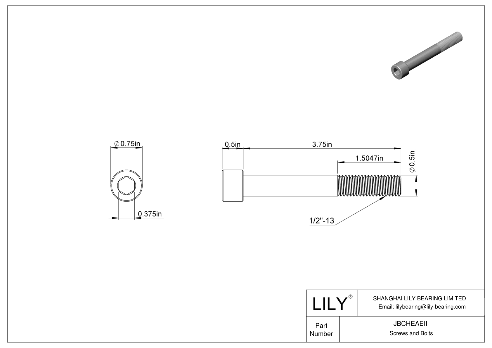 JBCHEAEII Tornillos de cabeza cilíndrica de acero aleado cad drawing