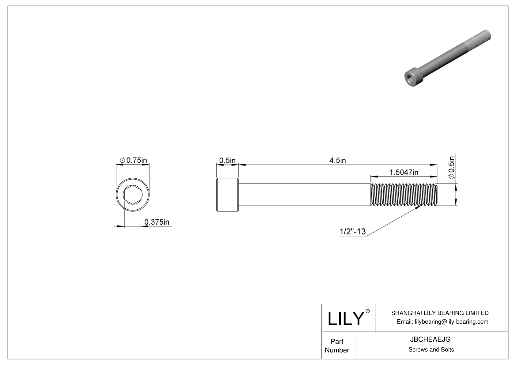 JBCHEAEJG Tornillos de cabeza cilíndrica de acero aleado cad drawing