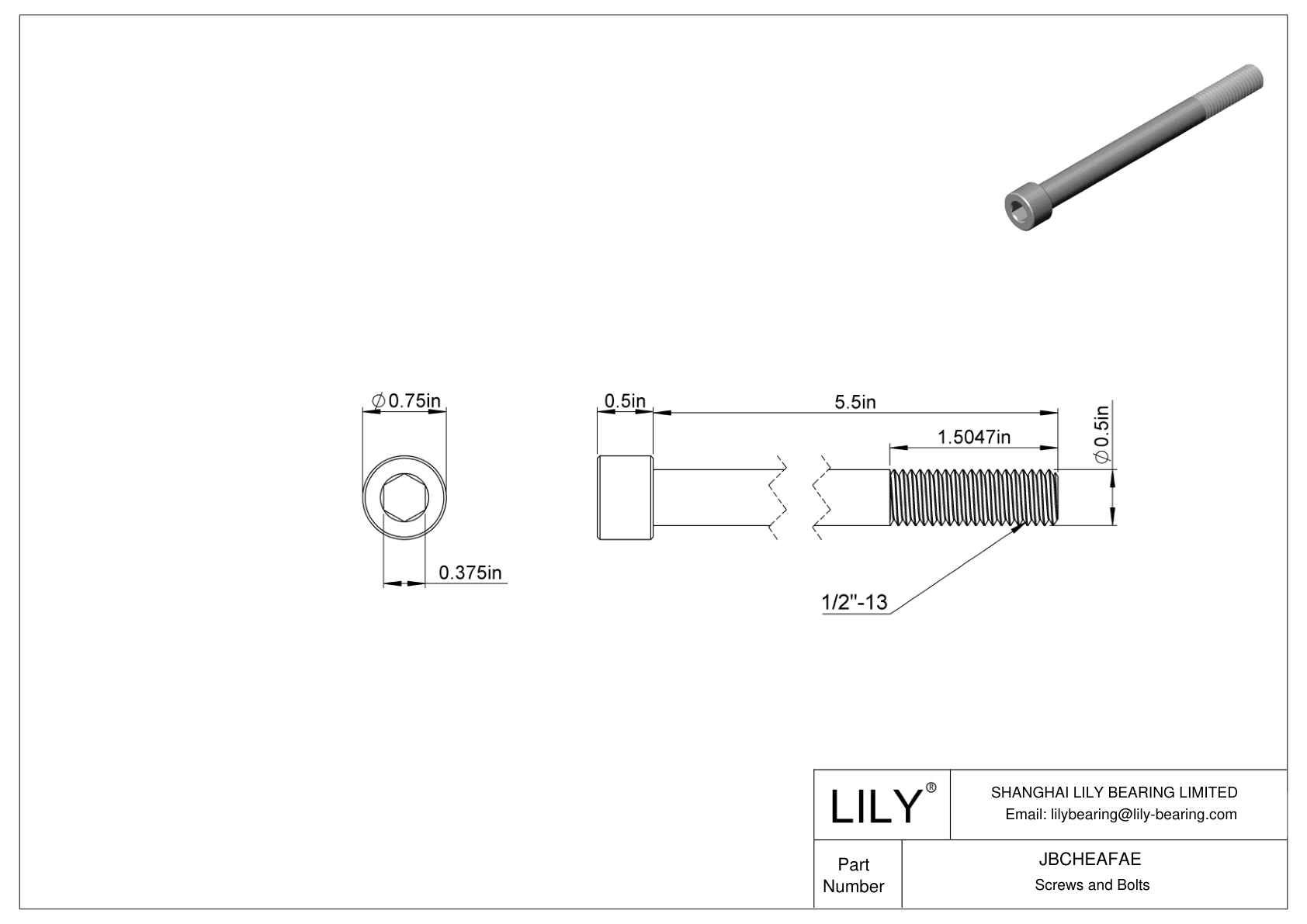 JBCHEAFAE Tornillos de cabeza cilíndrica de acero aleado cad drawing