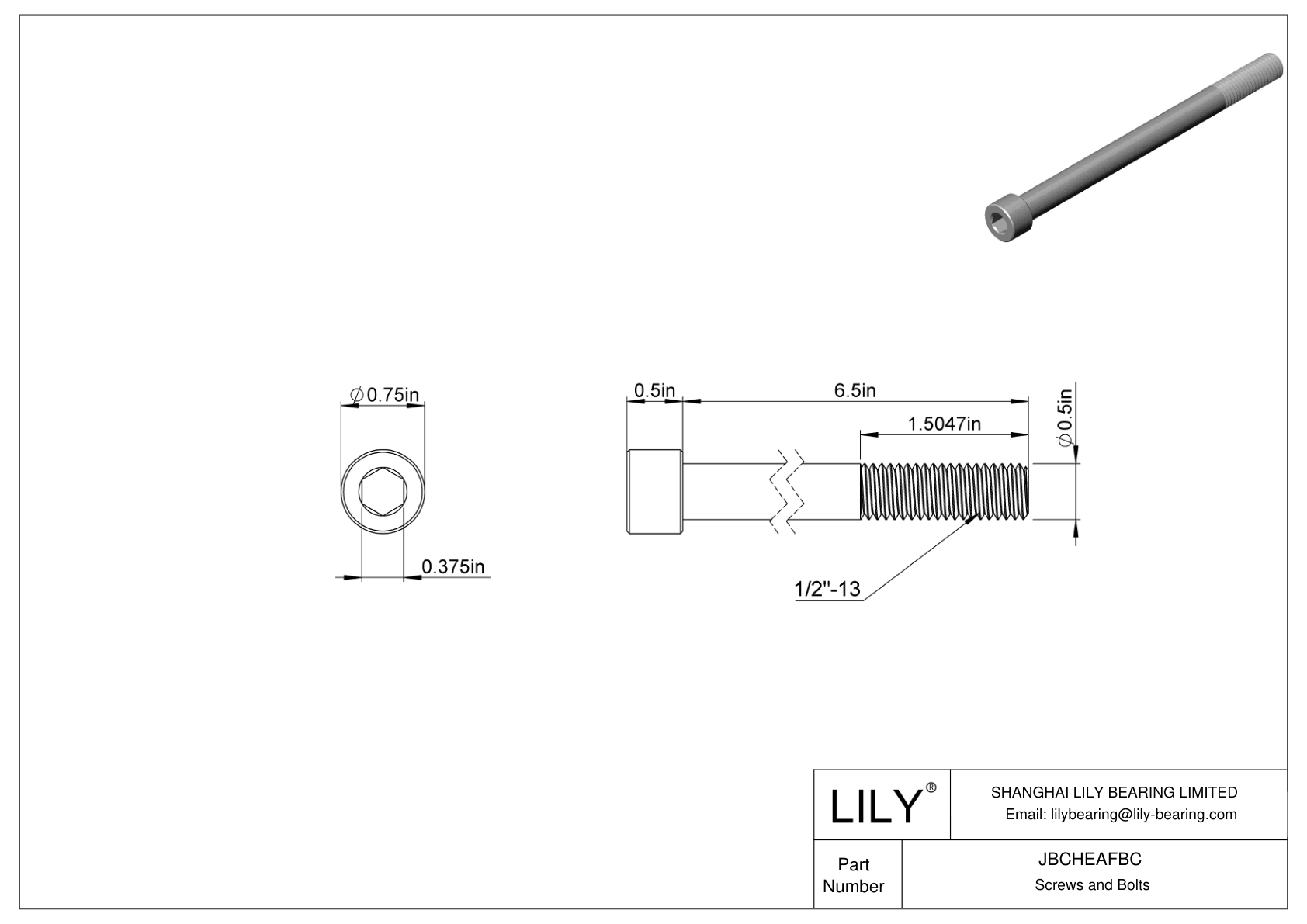 JBCHEAFBC Tornillos de cabeza cilíndrica de acero aleado cad drawing