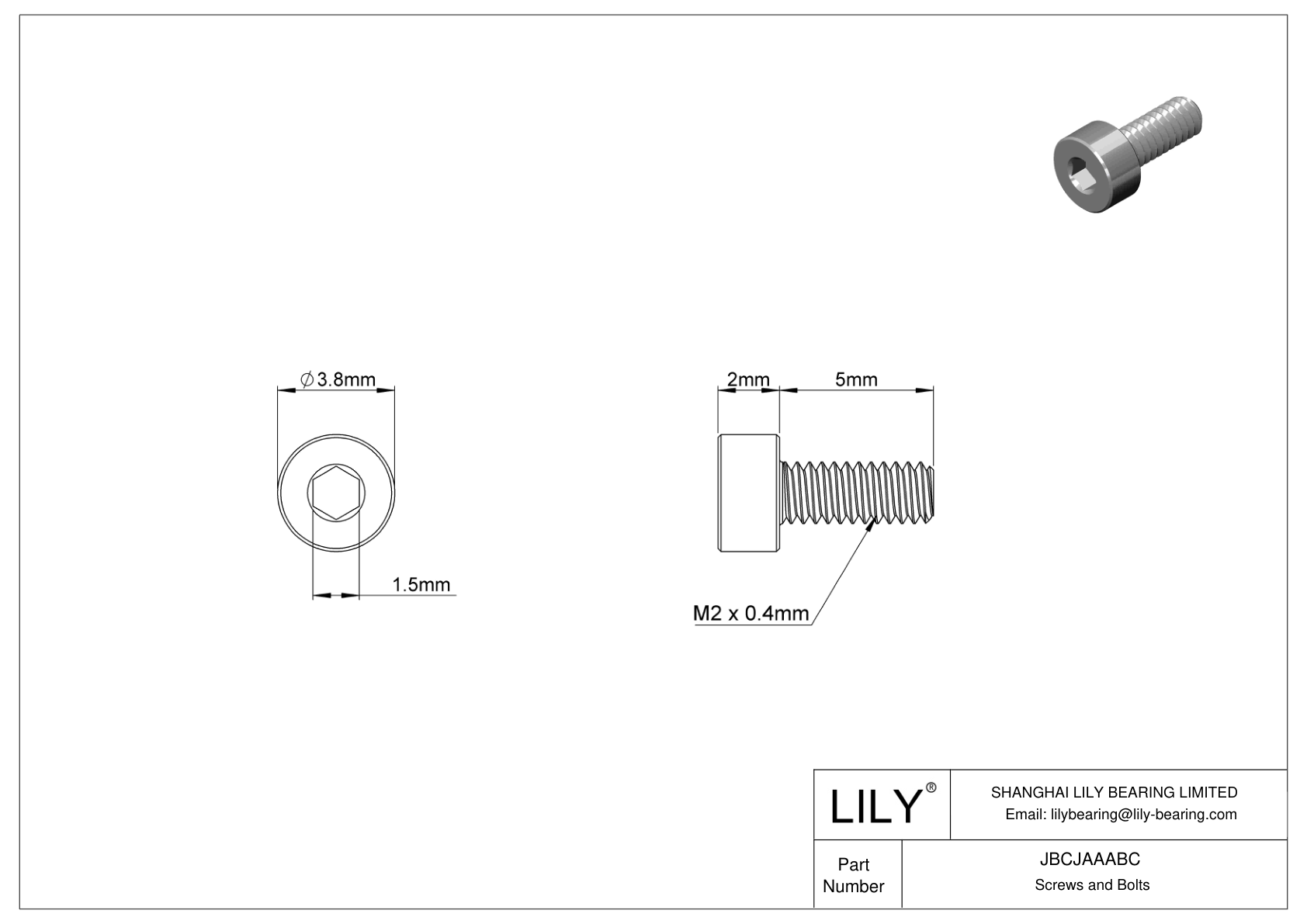 JBCJAAABC Alloy Steel Socket Head Screws cad drawing