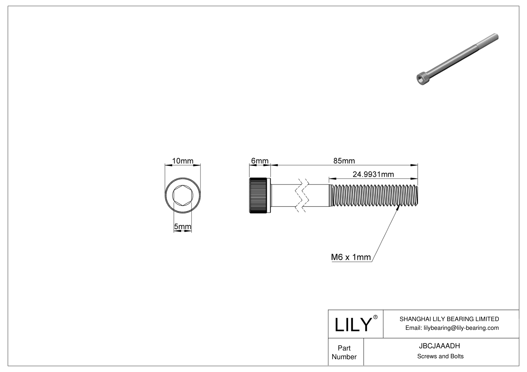 JBCJAAADH Tornillos de cabeza cilíndrica de acero aleado cad drawing