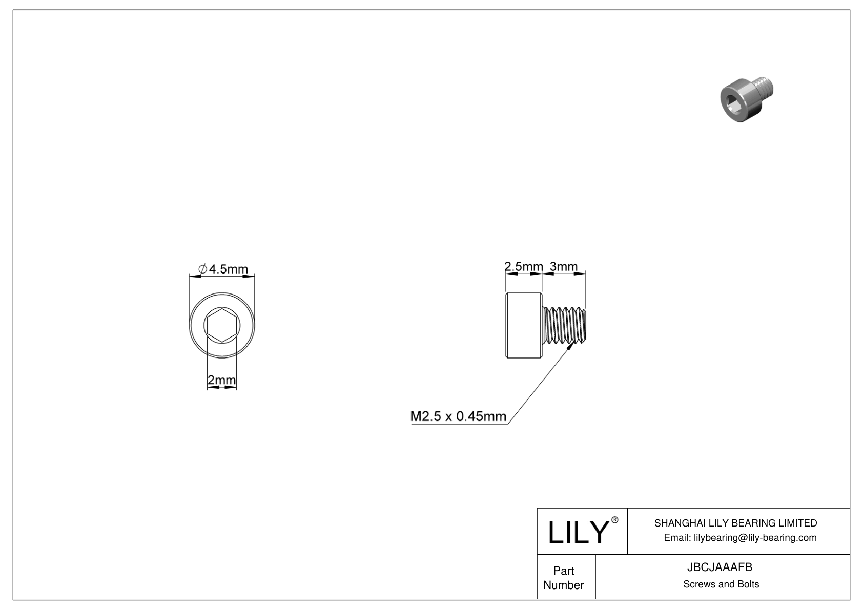 JBCJAAAFB 合金钢内六角螺钉 cad drawing