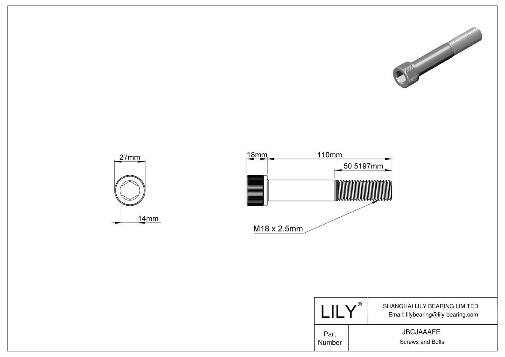 JBCJAAAFE Tornillos de cabeza cilíndrica de acero aleado cad drawing