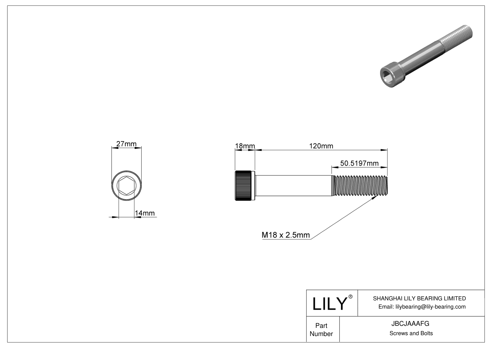 JBCJAAAFG Alloy Steel Socket Head Screws cad drawing