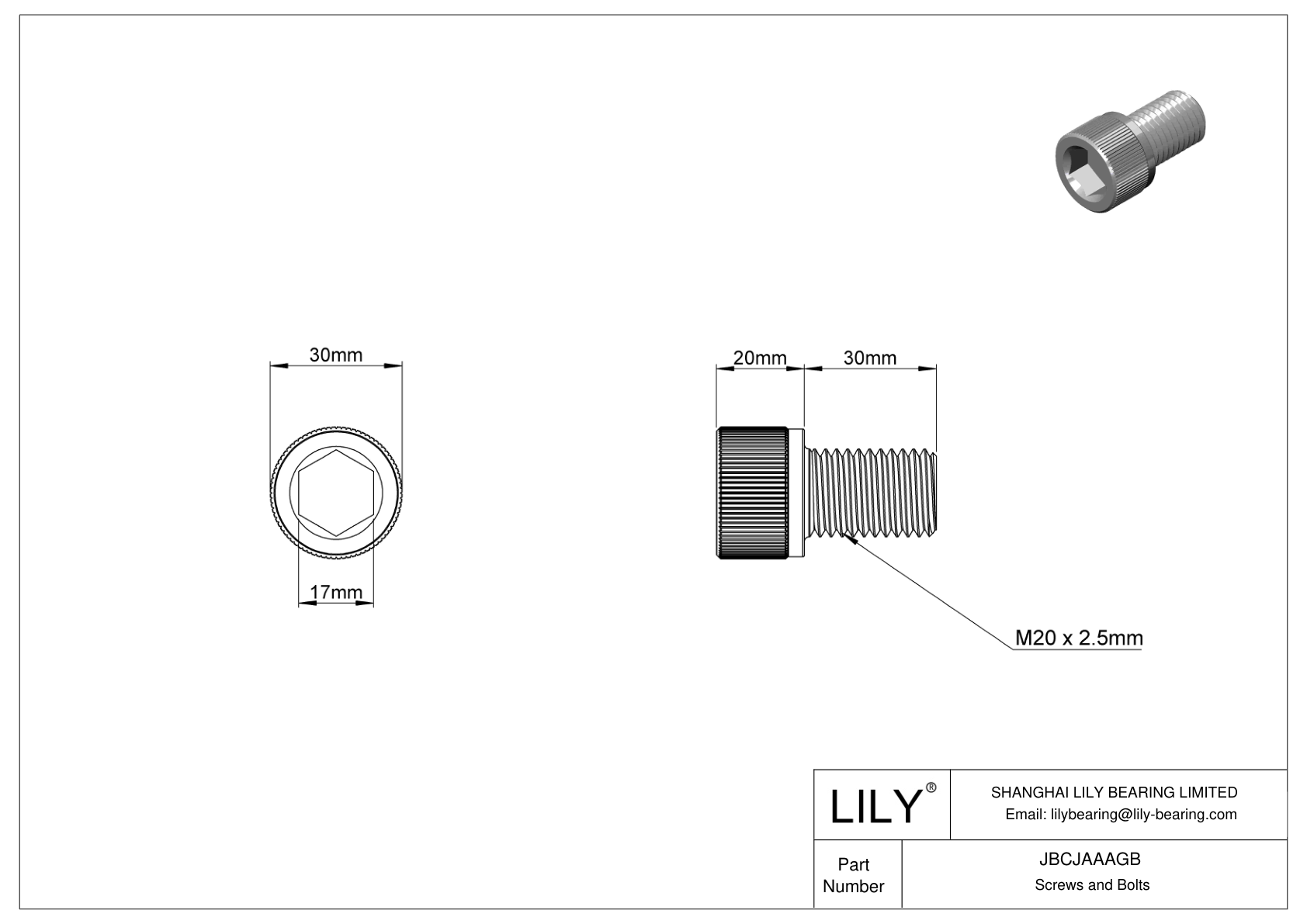 JBCJAAAGB Tornillos de cabeza cilíndrica de acero aleado cad drawing