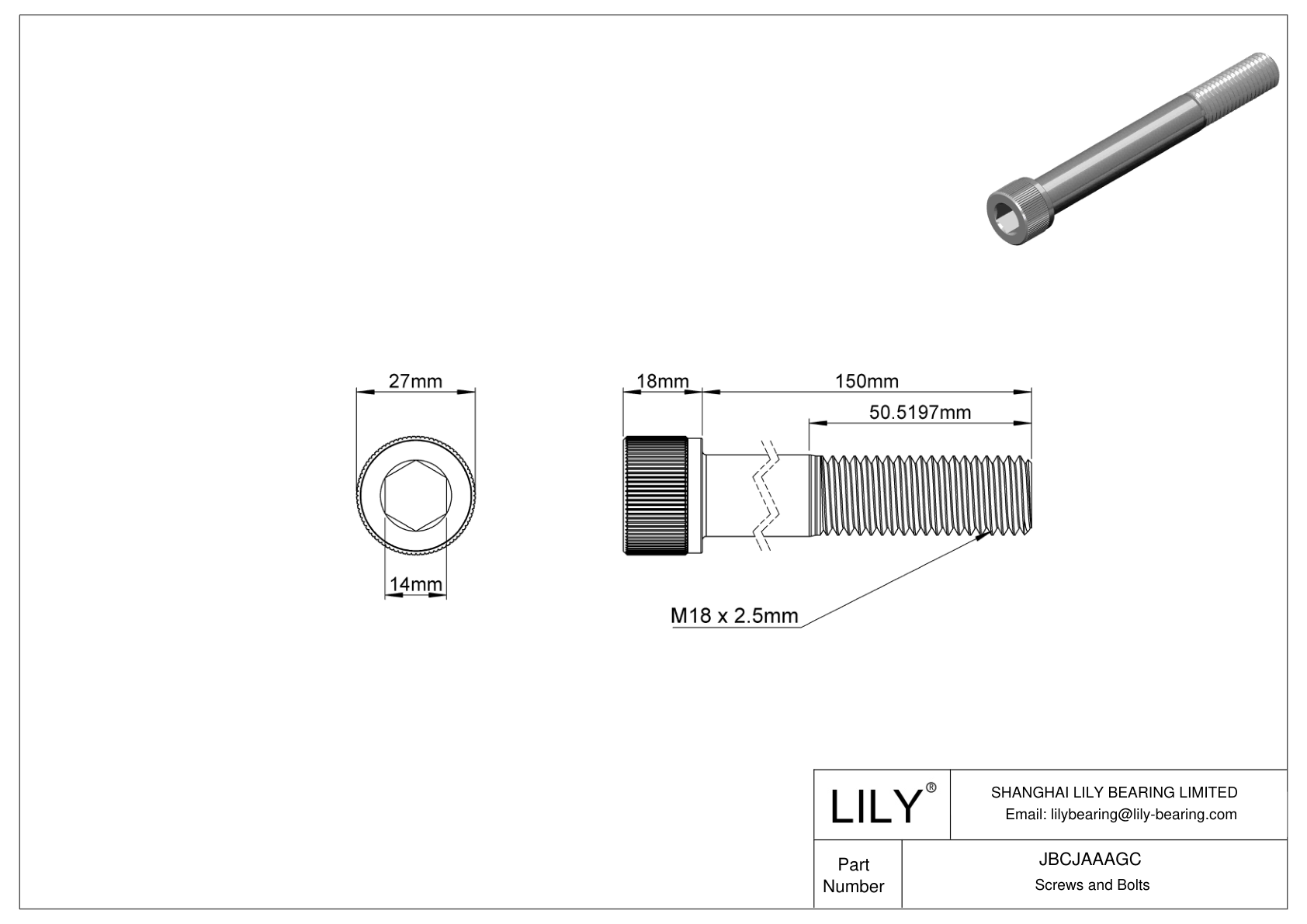 JBCJAAAGC 合金钢内六角螺钉 cad drawing