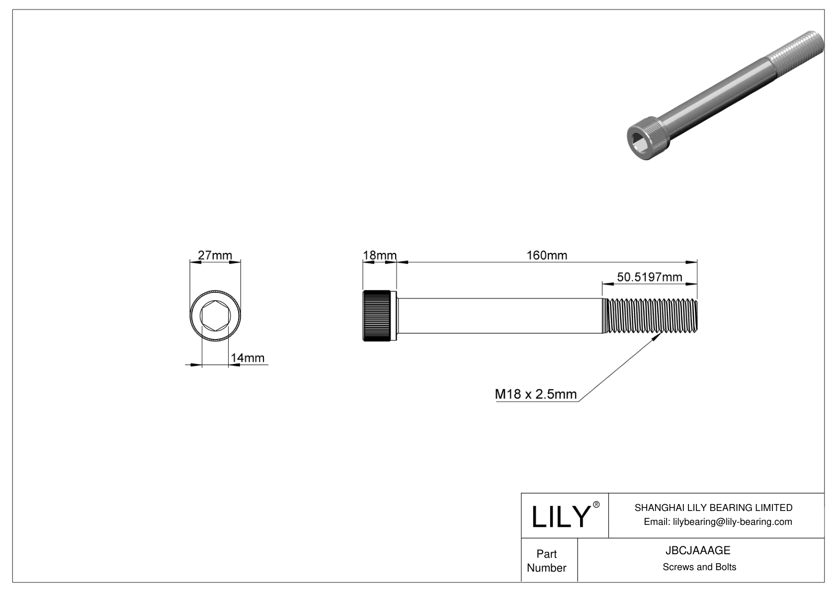 JBCJAAAGE Tornillos de cabeza cilíndrica de acero aleado cad drawing