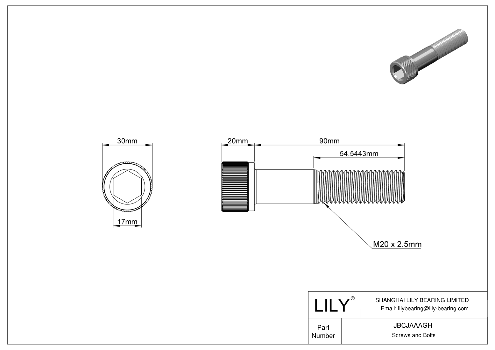 JBCJAAAGH Tornillos de cabeza cilíndrica de acero aleado cad drawing