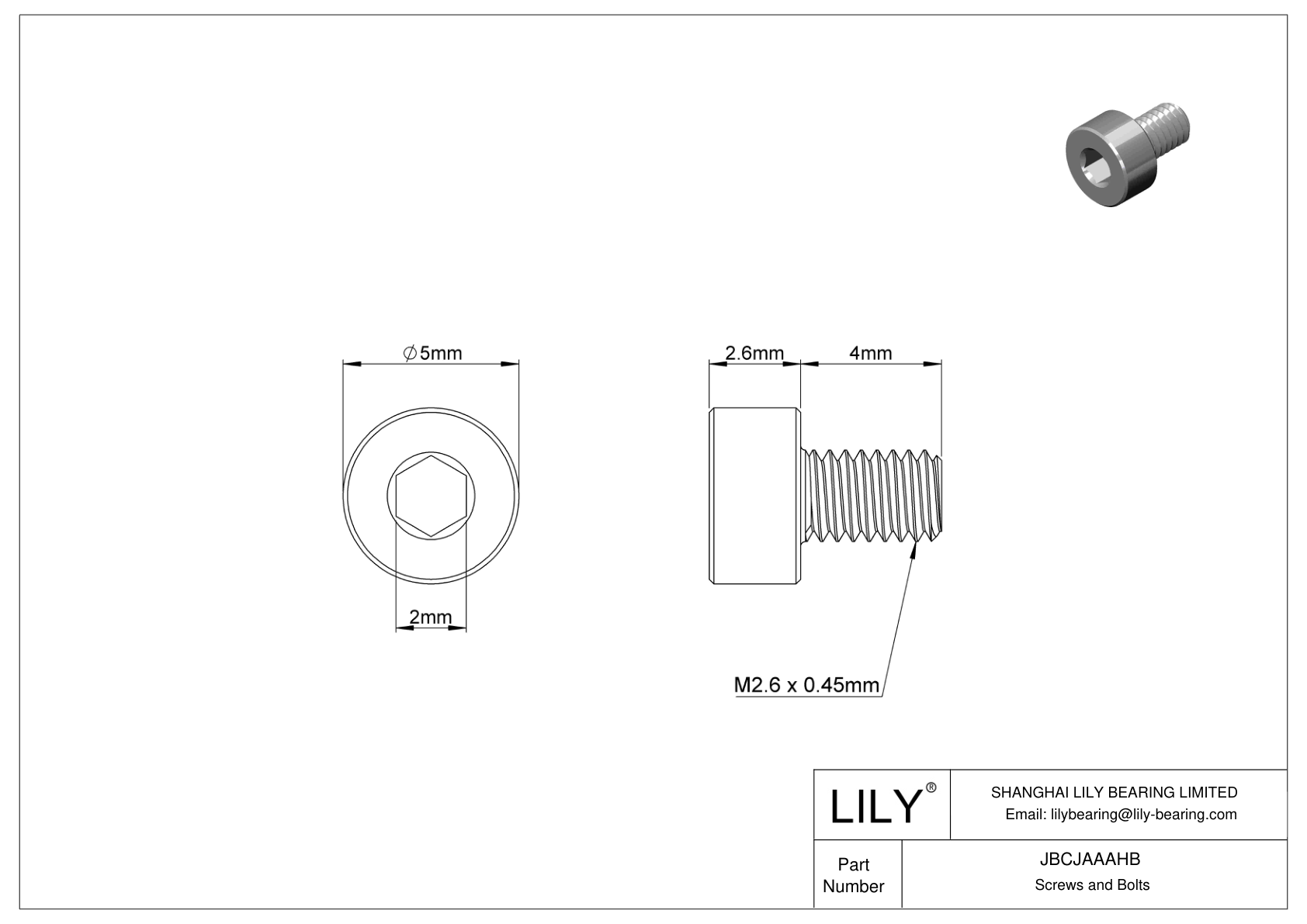 JBCJAAAHB Tornillos de cabeza cilíndrica de acero aleado cad drawing