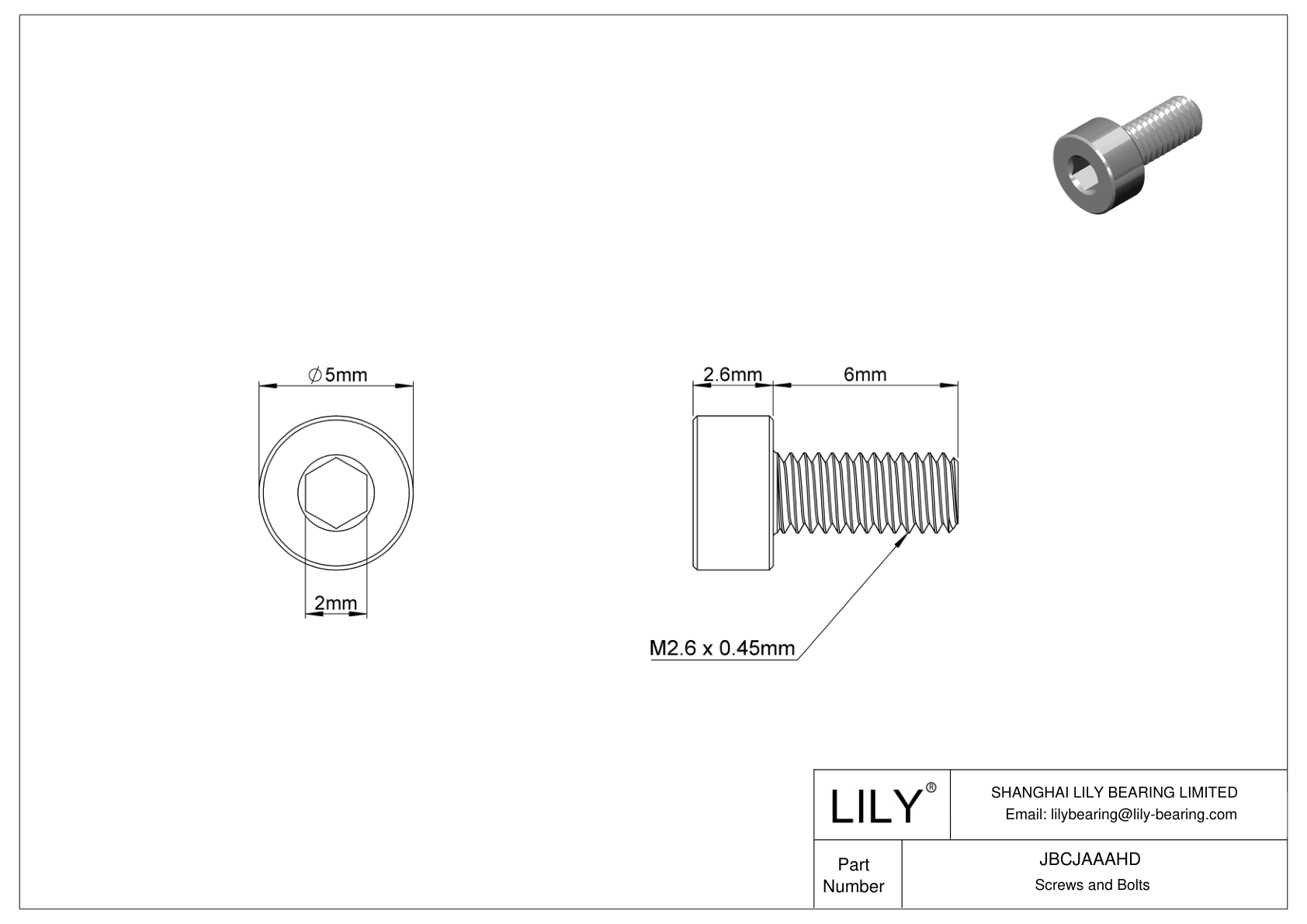 JBCJAAAHD 合金钢内六角螺钉 cad drawing