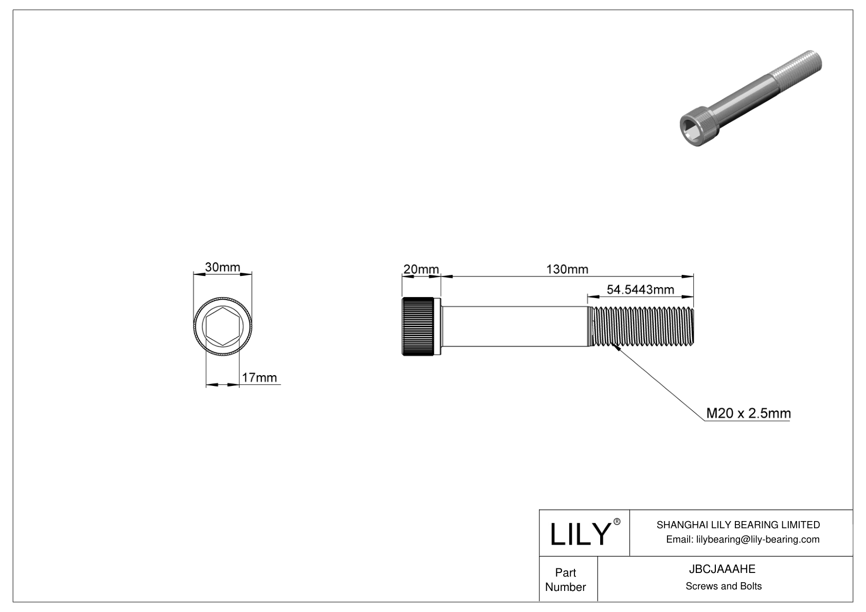 JBCJAAAHE Alloy Steel Socket Head Screws cad drawing