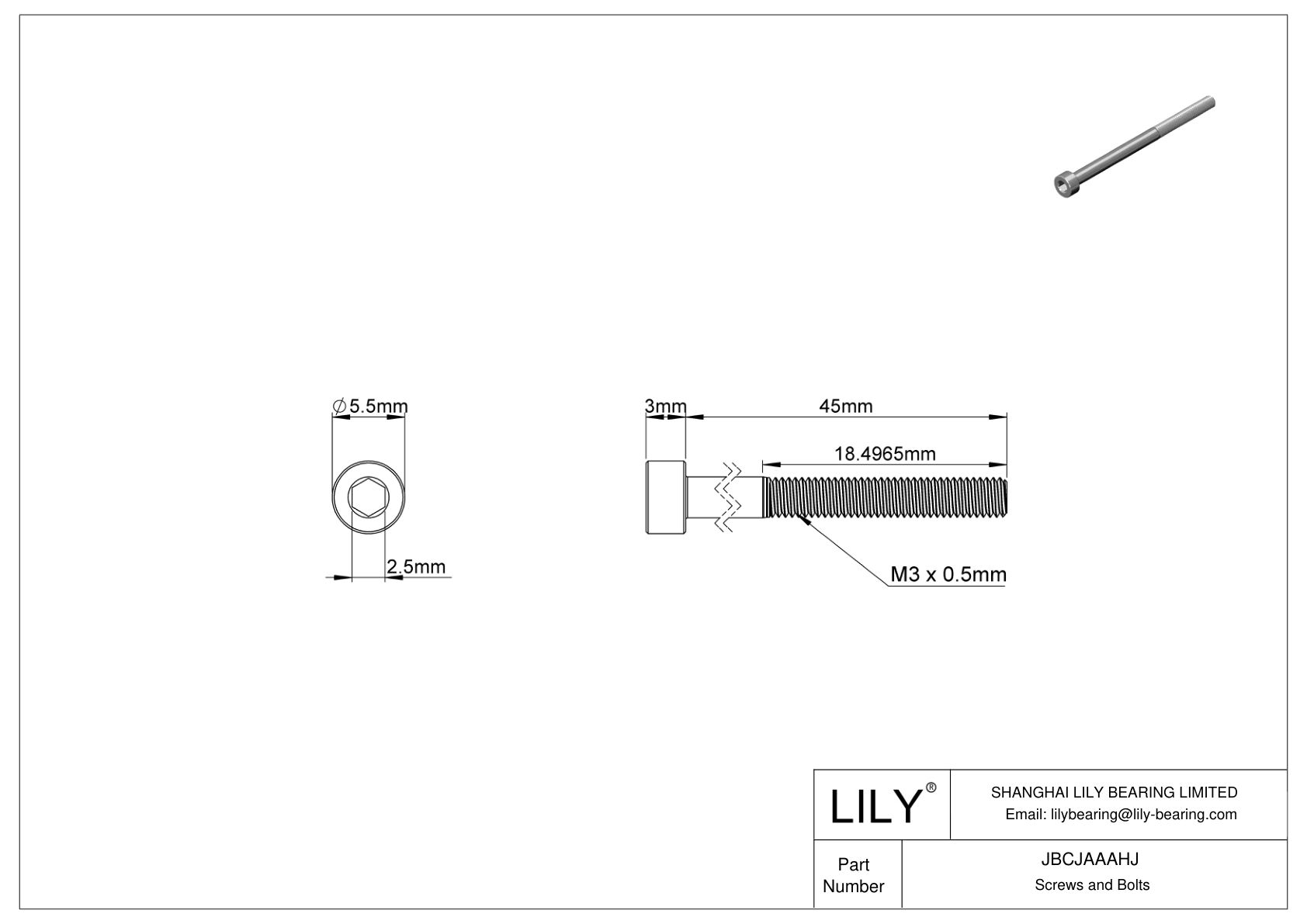 JBCJAAAHJ 合金钢内六角螺钉 cad drawing