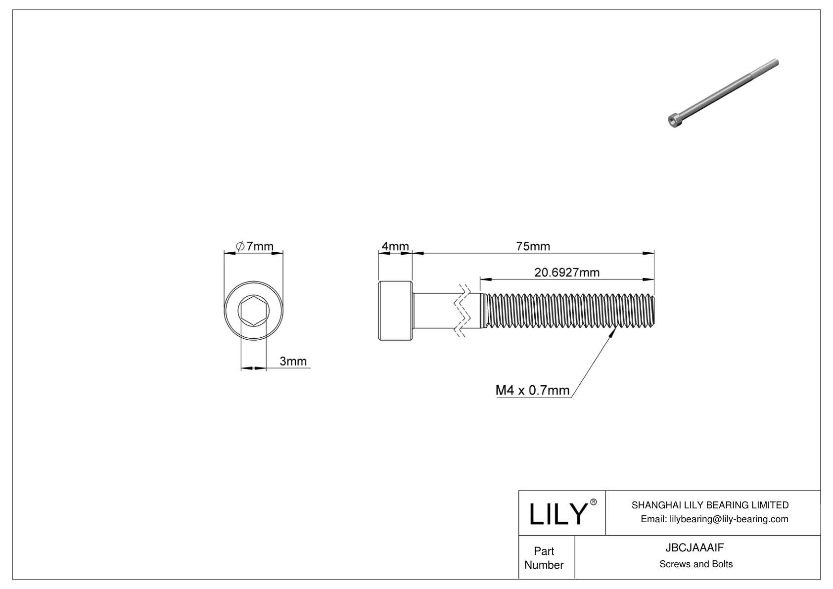 JBCJAAAIF 合金钢内六角螺钉 cad drawing