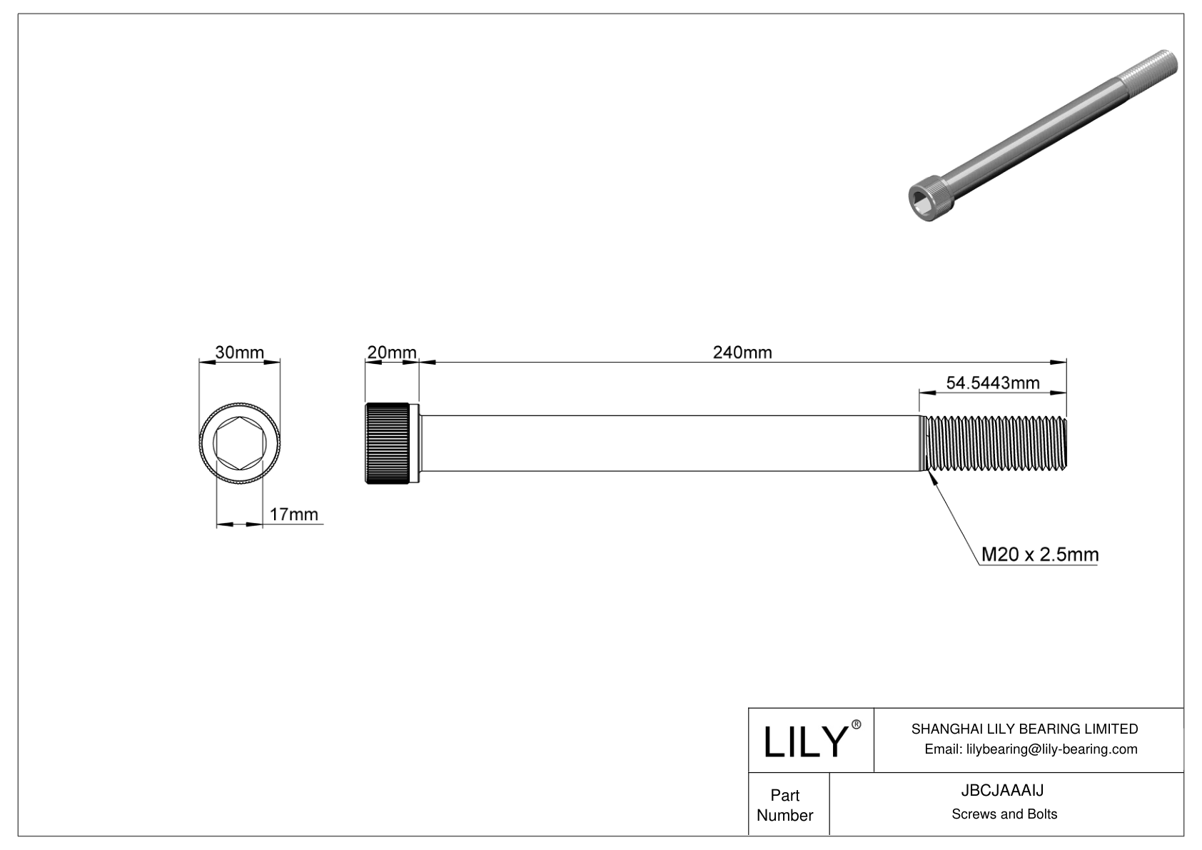 JBCJAAAIJ Tornillos de cabeza cilíndrica de acero aleado cad drawing