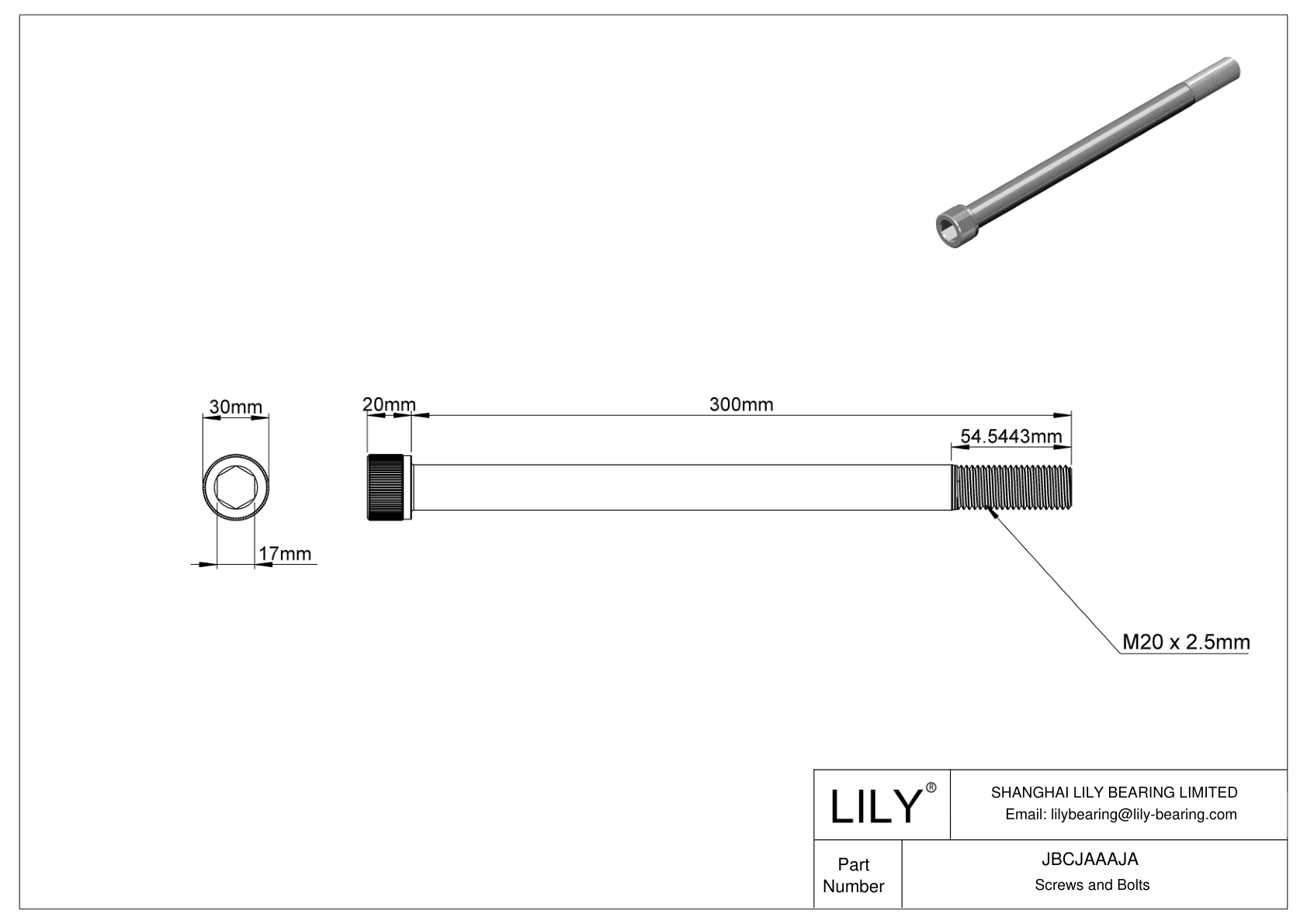 JBCJAAAJA Alloy Steel Socket Head Screws cad drawing