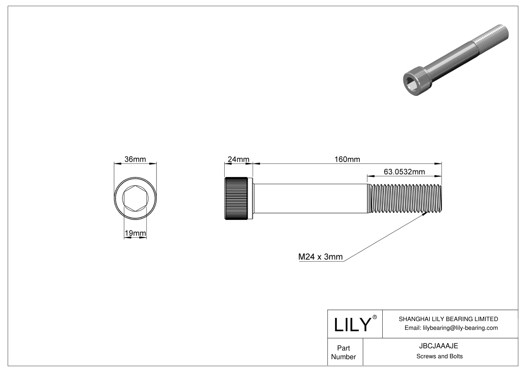 JBCJAAAJE Tornillos de cabeza cilíndrica de acero aleado cad drawing