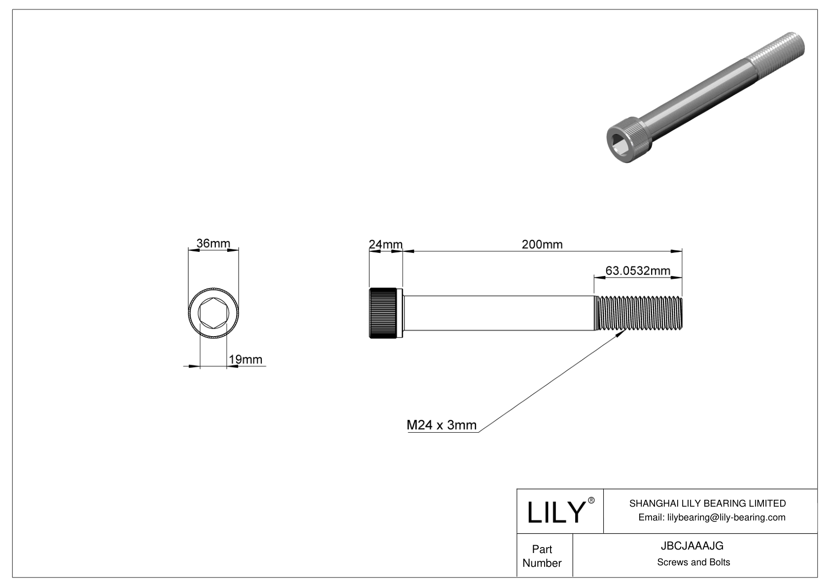 JBCJAAAJG Tornillos de cabeza cilíndrica de acero aleado cad drawing