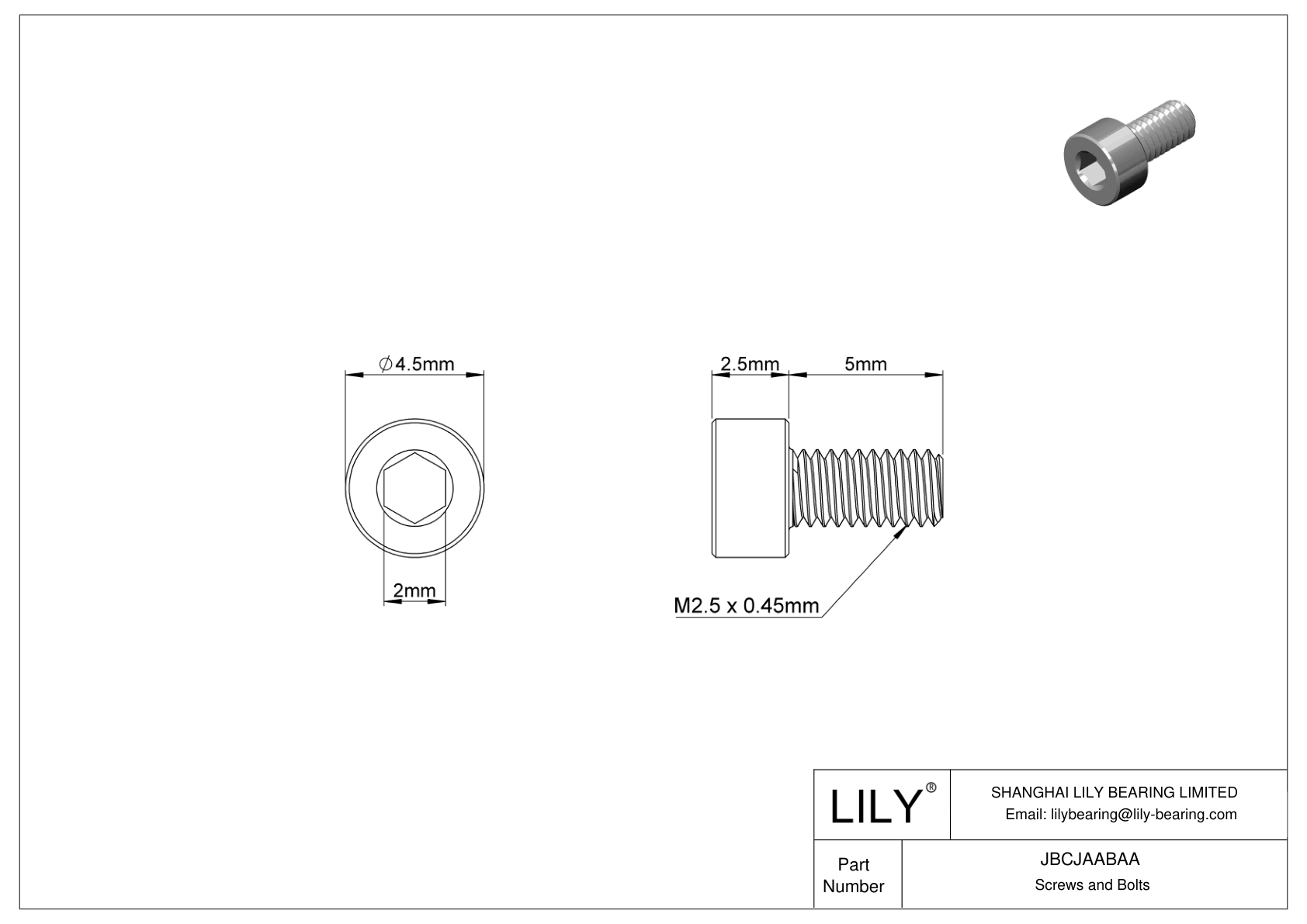 JBCJAABAA Tornillos de cabeza cilíndrica de acero aleado cad drawing