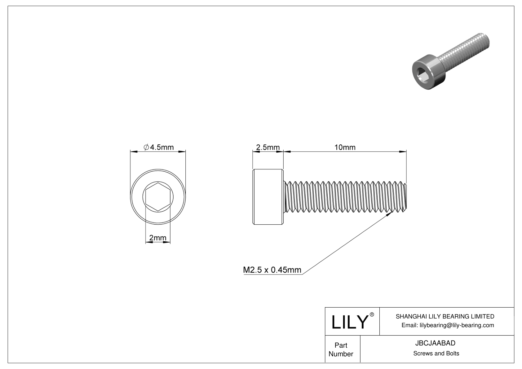 JBCJAABAD Tornillos de cabeza cilíndrica de acero aleado cad drawing