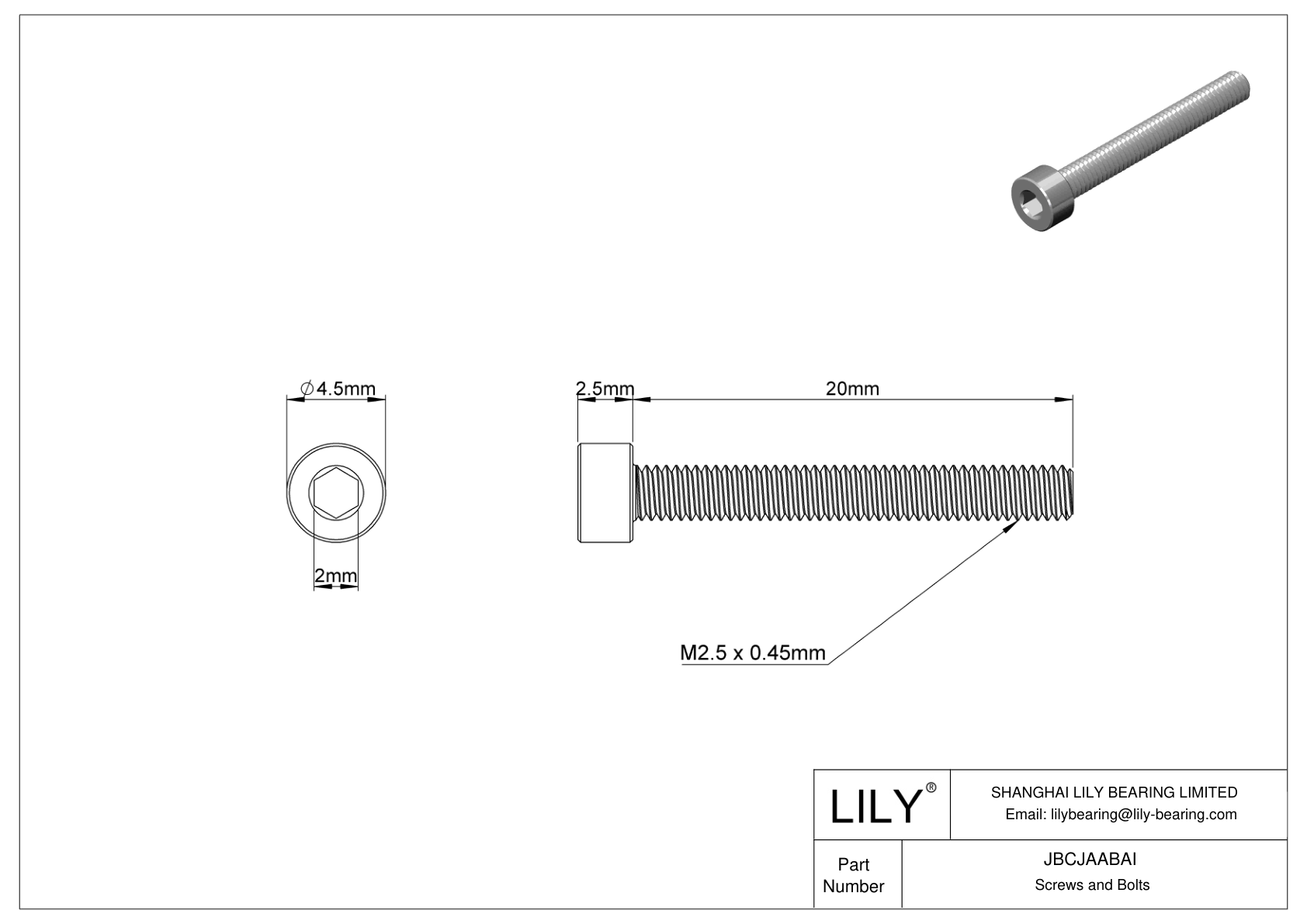 JBCJAABAI Tornillos de cabeza cilíndrica de acero aleado cad drawing