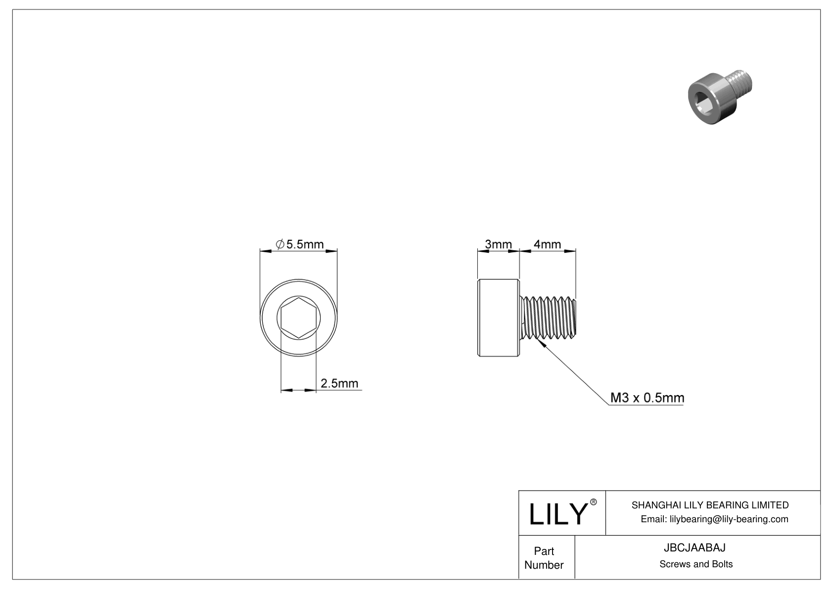 JBCJAABAJ 合金钢内六角螺钉 cad drawing