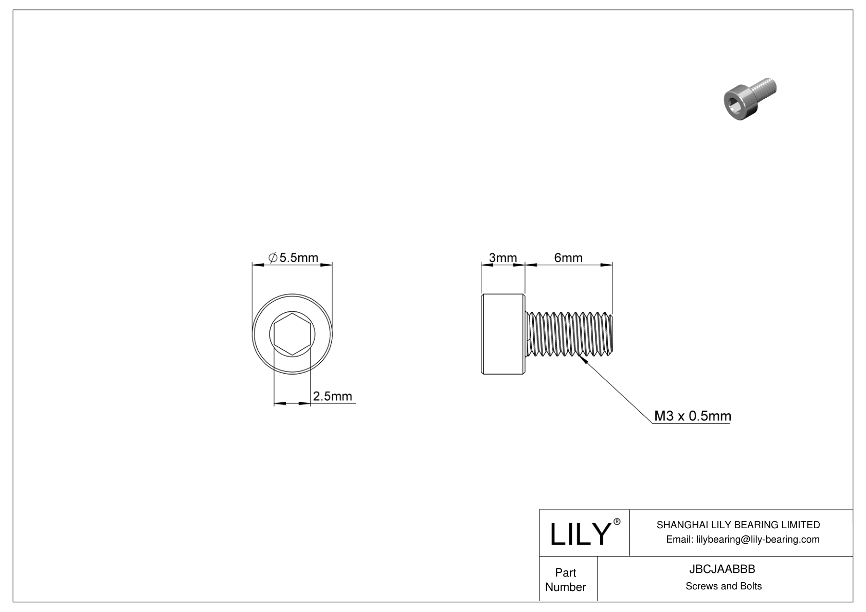 JBCJAABBB Alloy Steel Socket Head Screws cad drawing