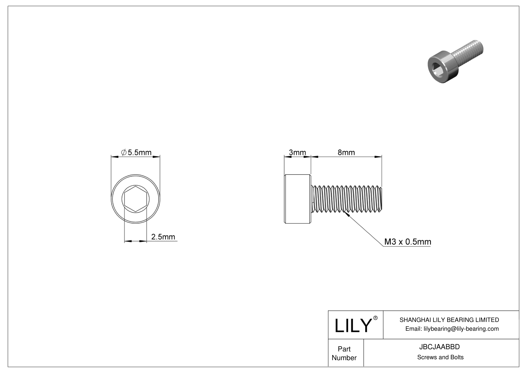 JBCJAABBD Alloy Steel Socket Head Screws cad drawing