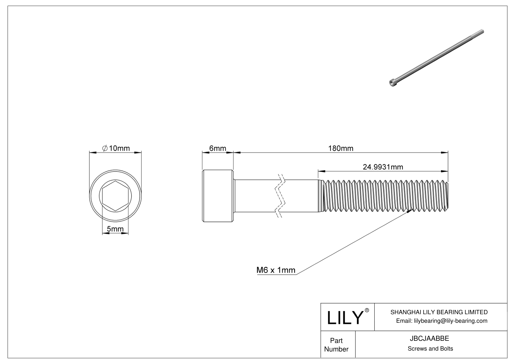 JBCJAABBE Alloy Steel Socket Head Screws cad drawing