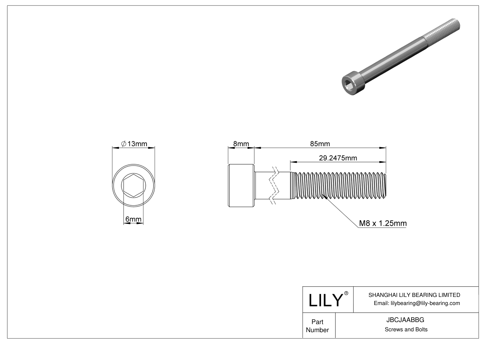 JBCJAABBG Tornillos de cabeza cilíndrica de acero aleado cad drawing