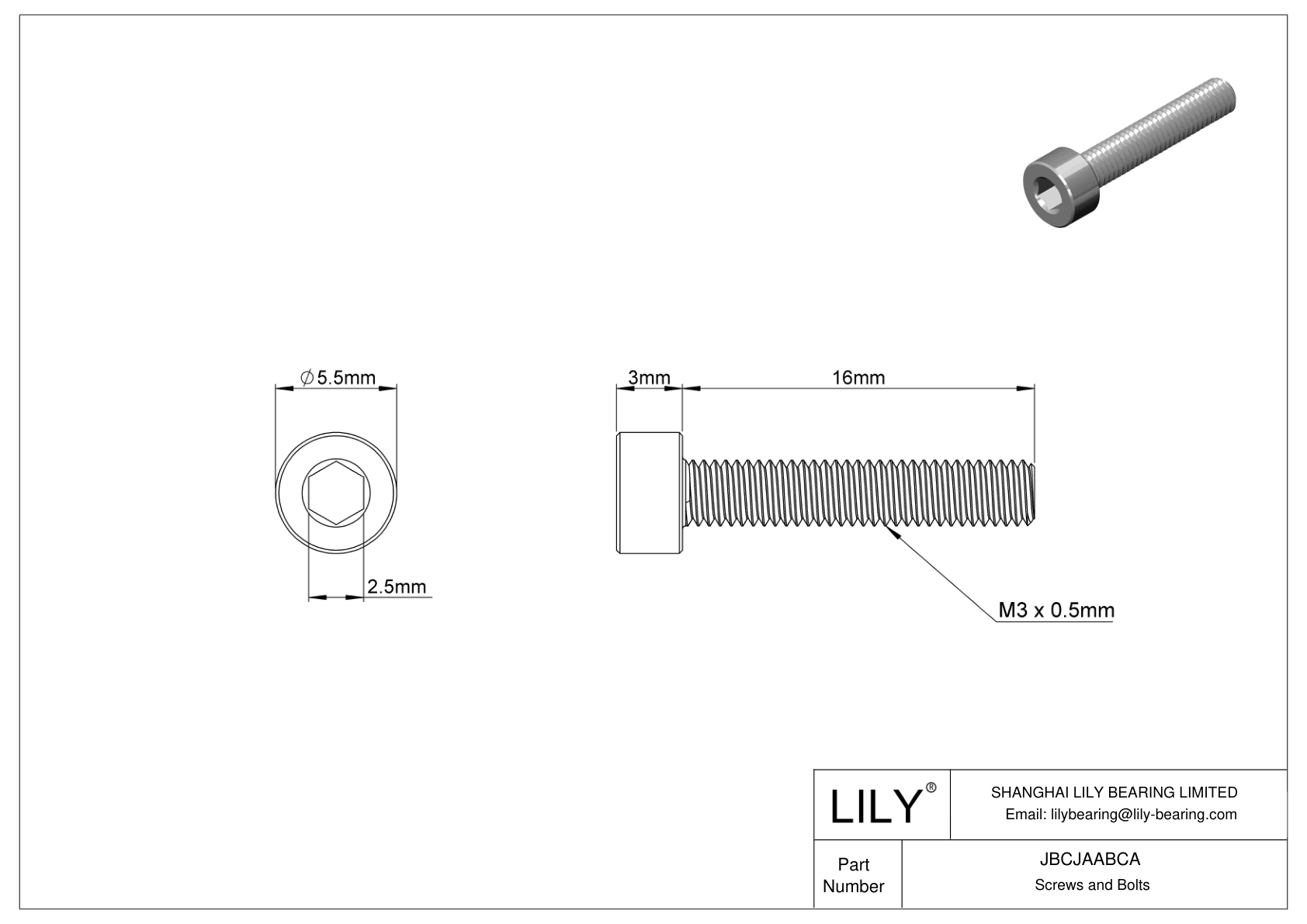 JBCJAABCA Alloy Steel Socket Head Screws cad drawing