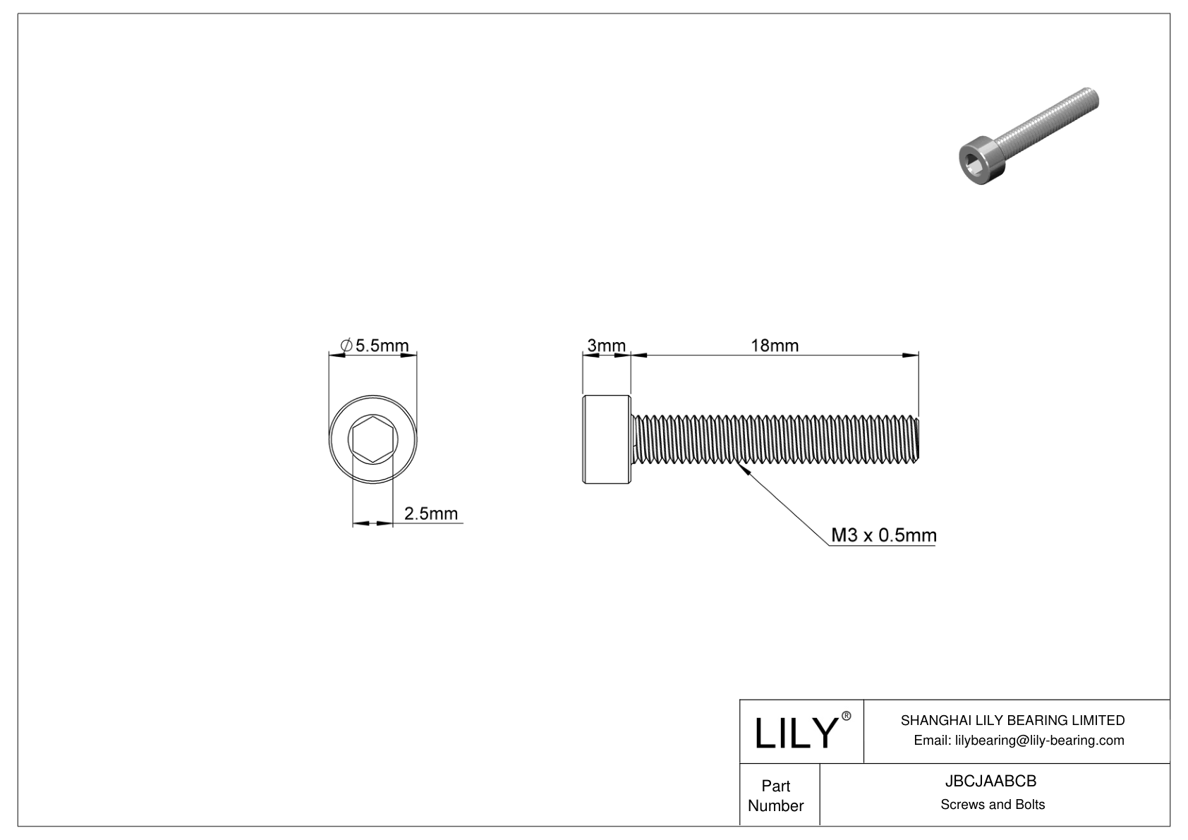 JBCJAABCB Alloy Steel Socket Head Screws cad drawing