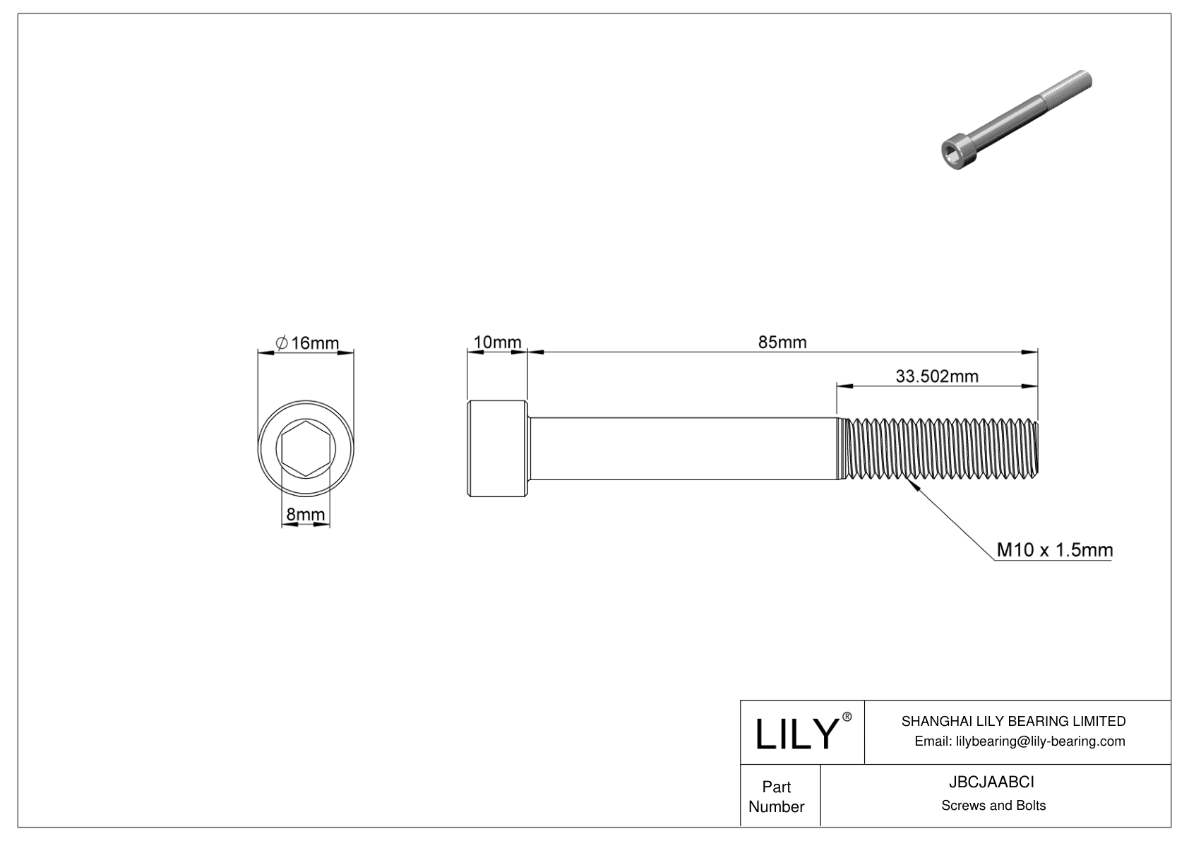 JBCJAABCI Alloy Steel Socket Head Screws cad drawing