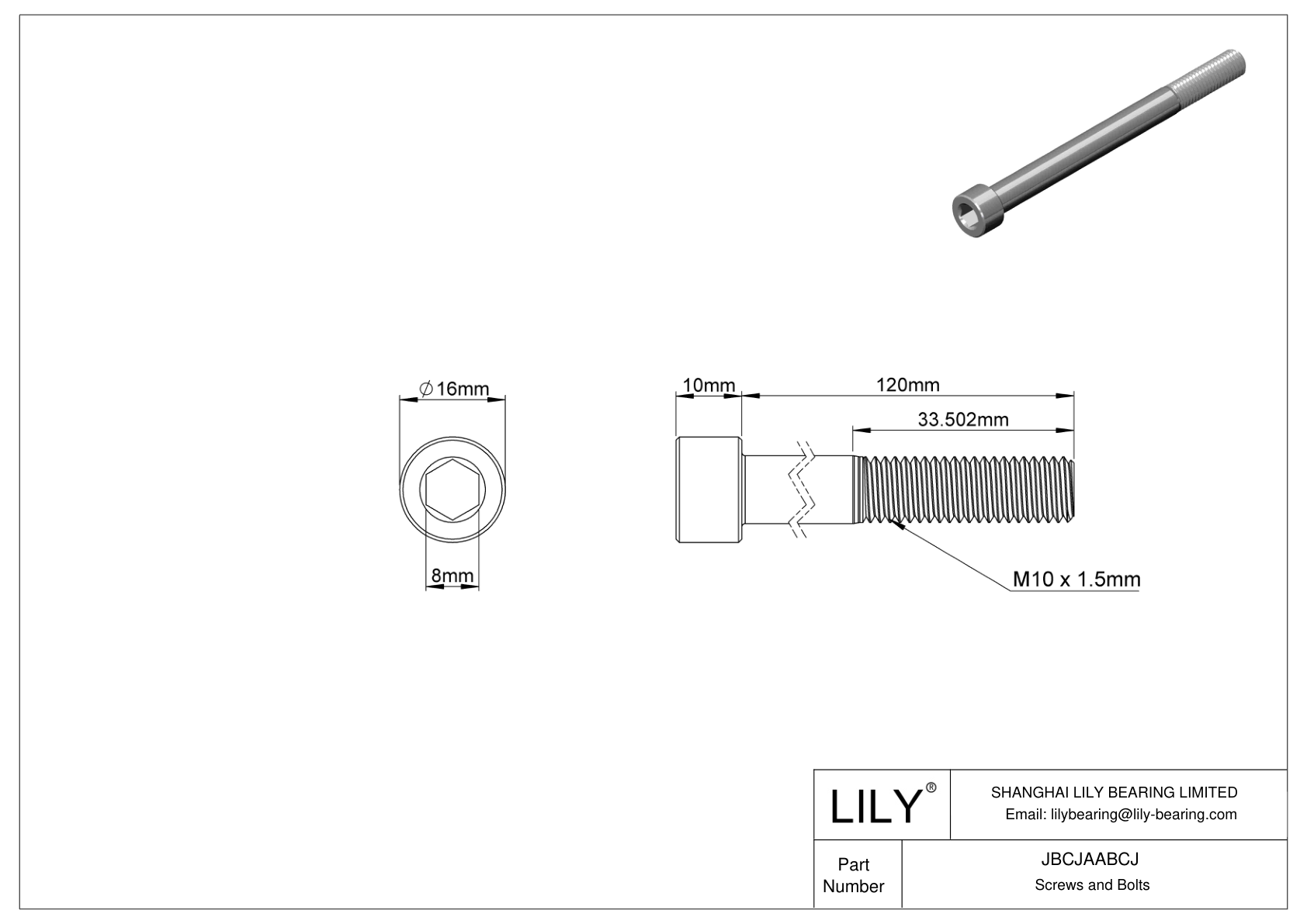 JBCJAABCJ Alloy Steel Socket Head Screws cad drawing