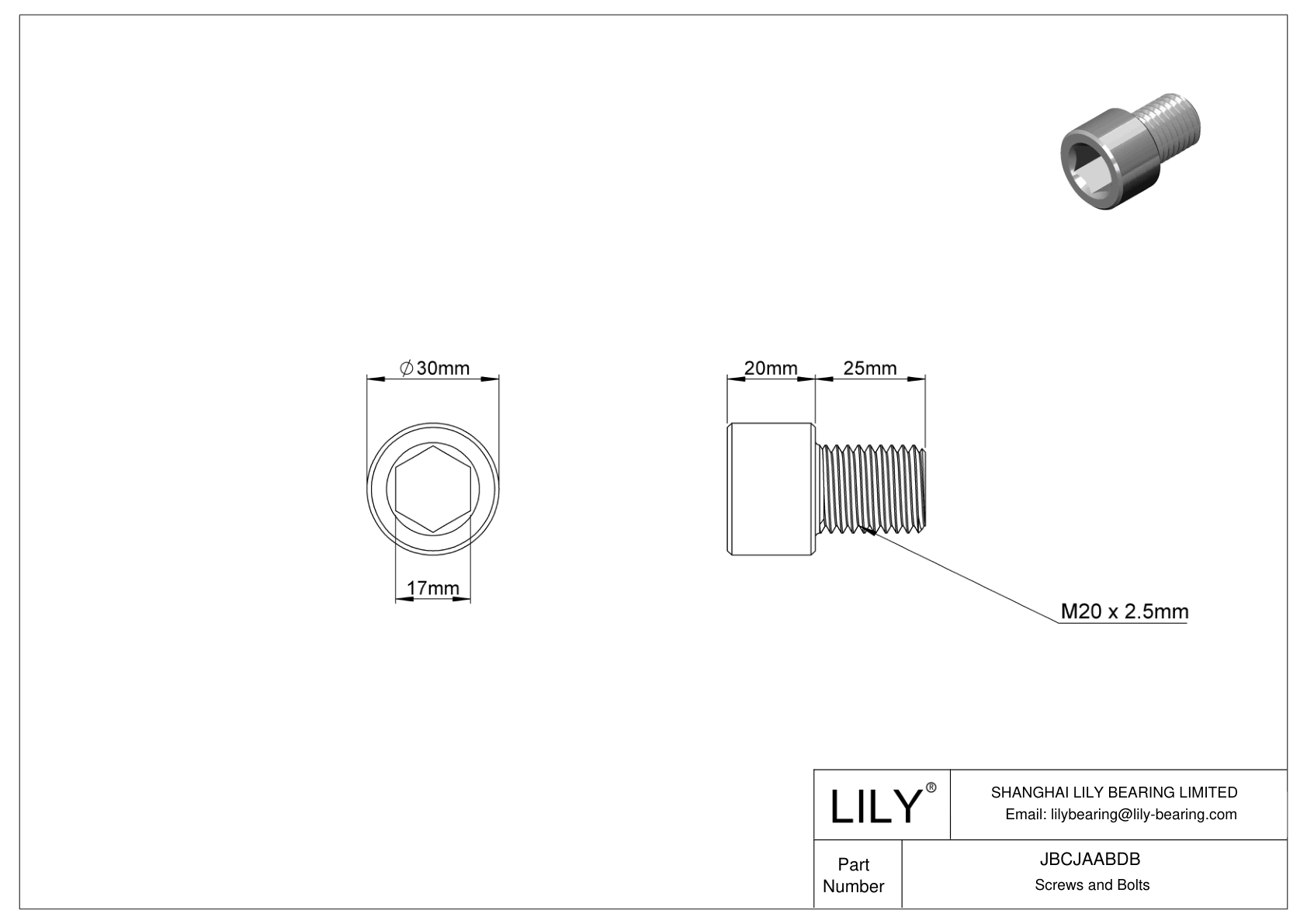 JBCJAABDB Alloy Steel Socket Head Screws cad drawing