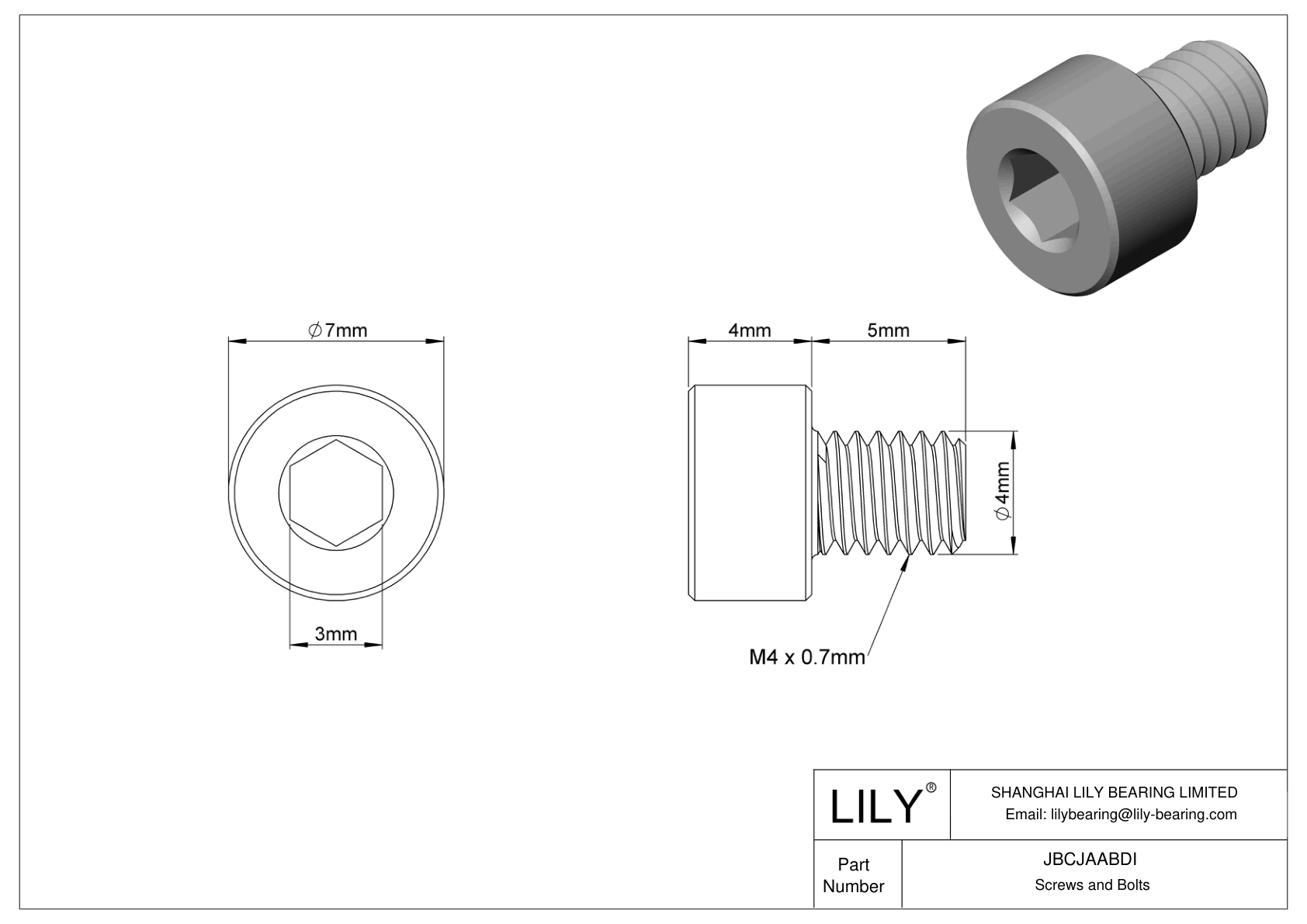 JBCJAABDI Tornillos de cabeza cilíndrica de acero aleado cad drawing