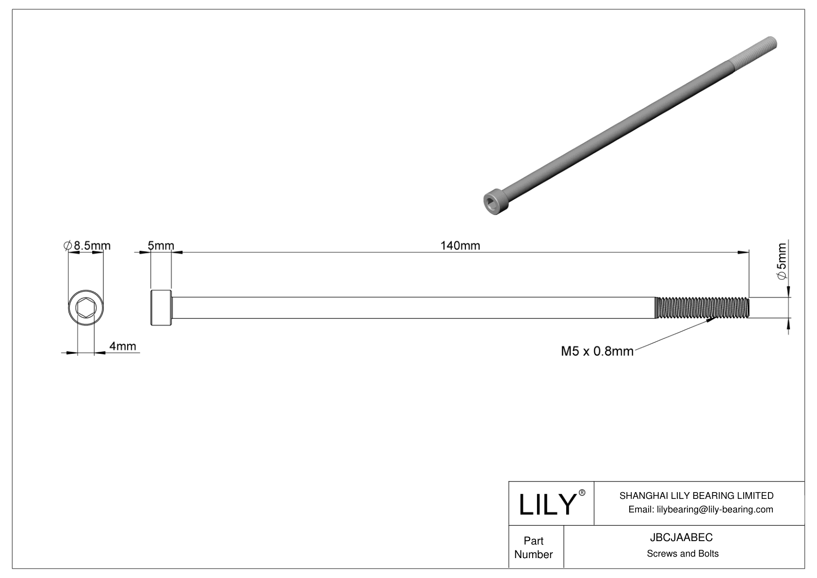 JBCJAABEC 合金钢内六角螺钉 cad drawing