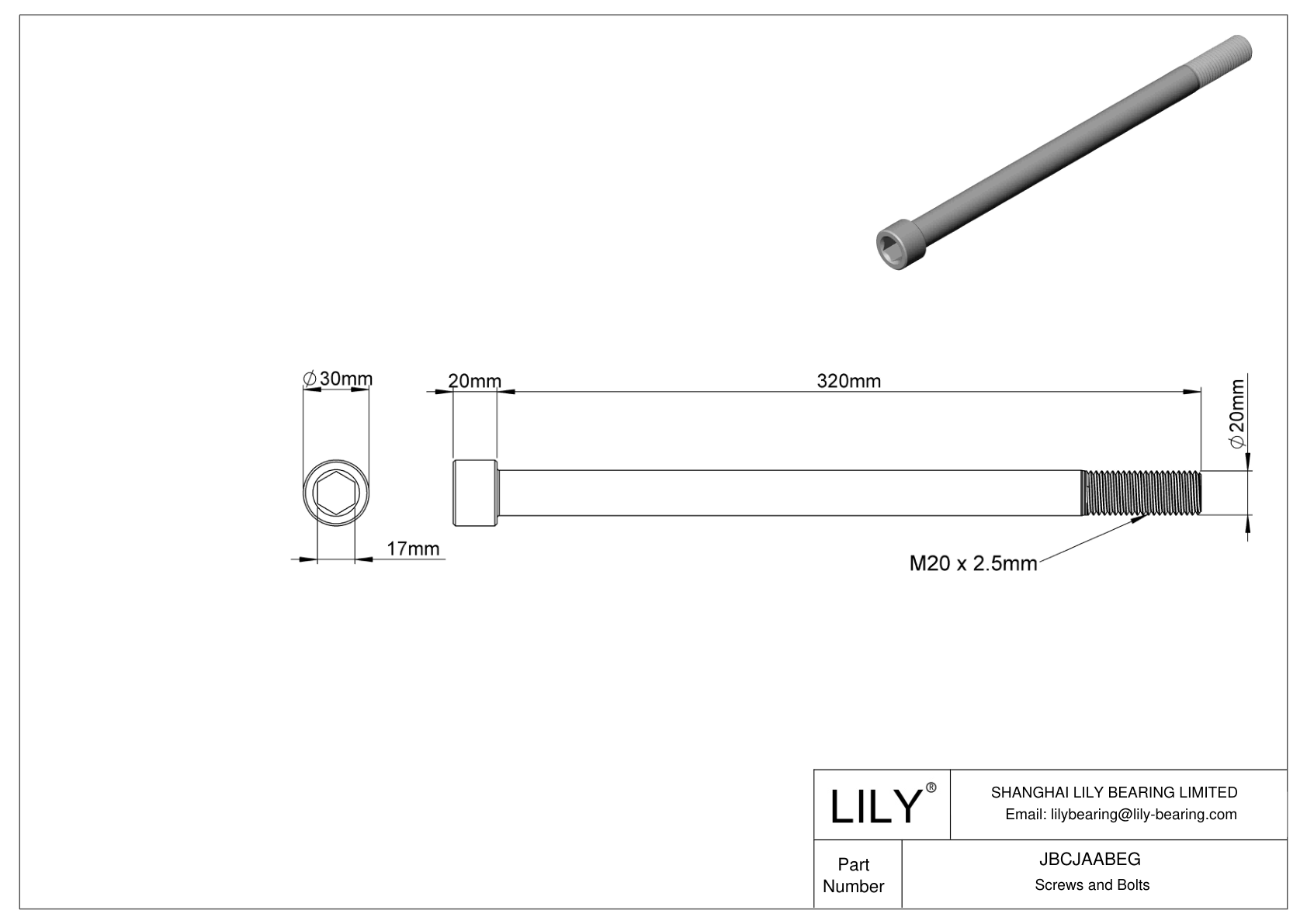 JBCJAABEG Alloy Steel Socket Head Screws cad drawing