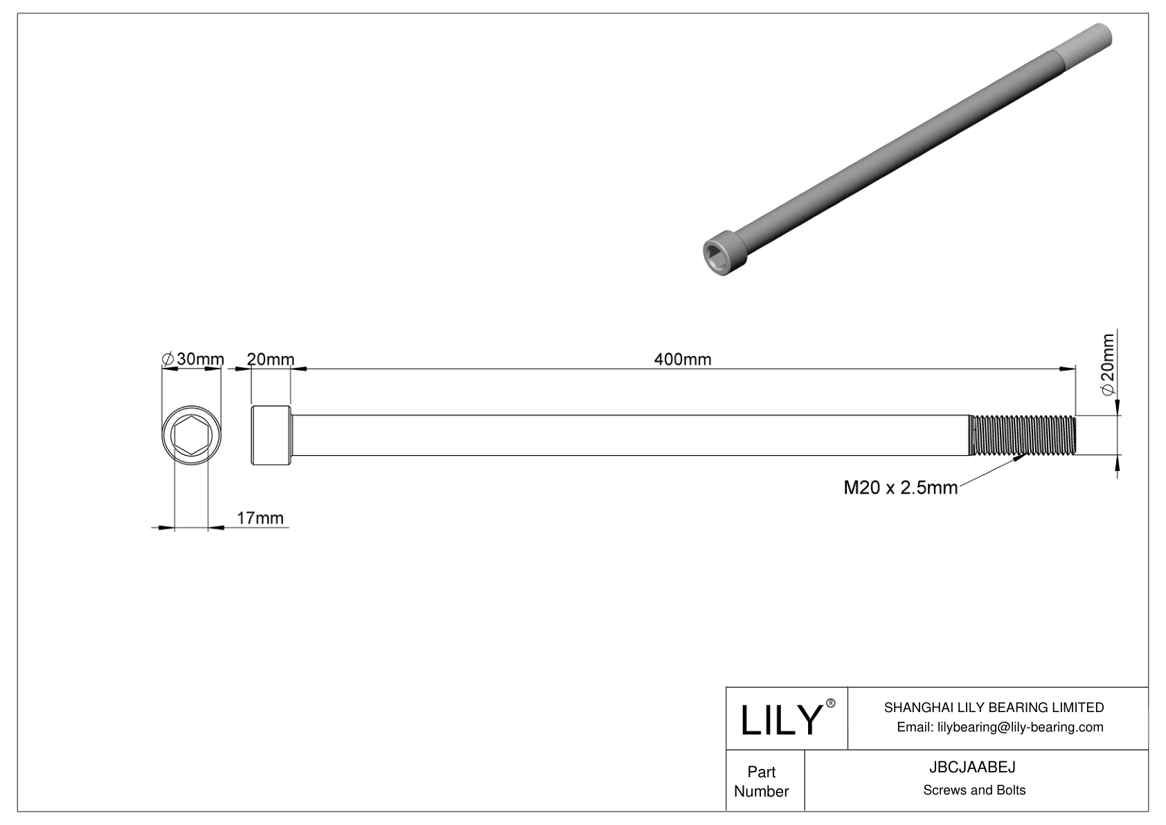 JBCJAABEJ Alloy Steel Socket Head Screws cad drawing