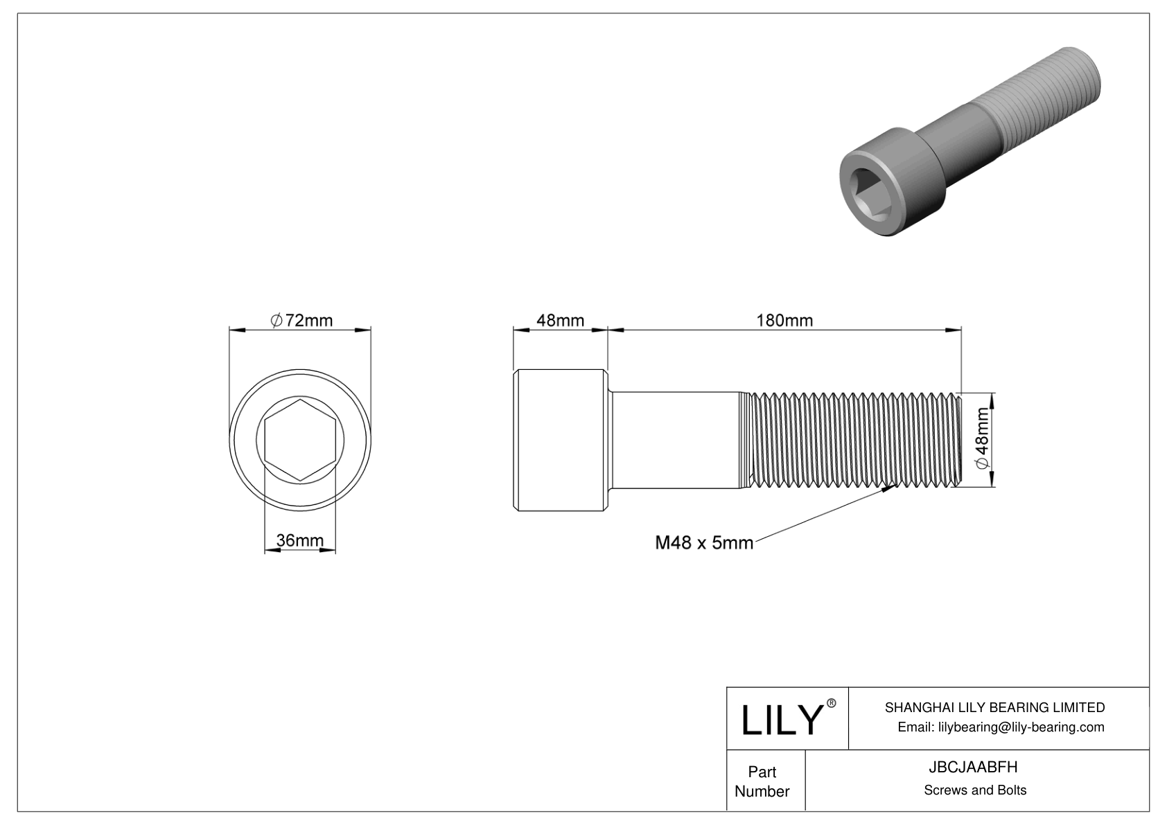 JBCJAABFH Tornillos de cabeza cilíndrica de acero aleado cad drawing