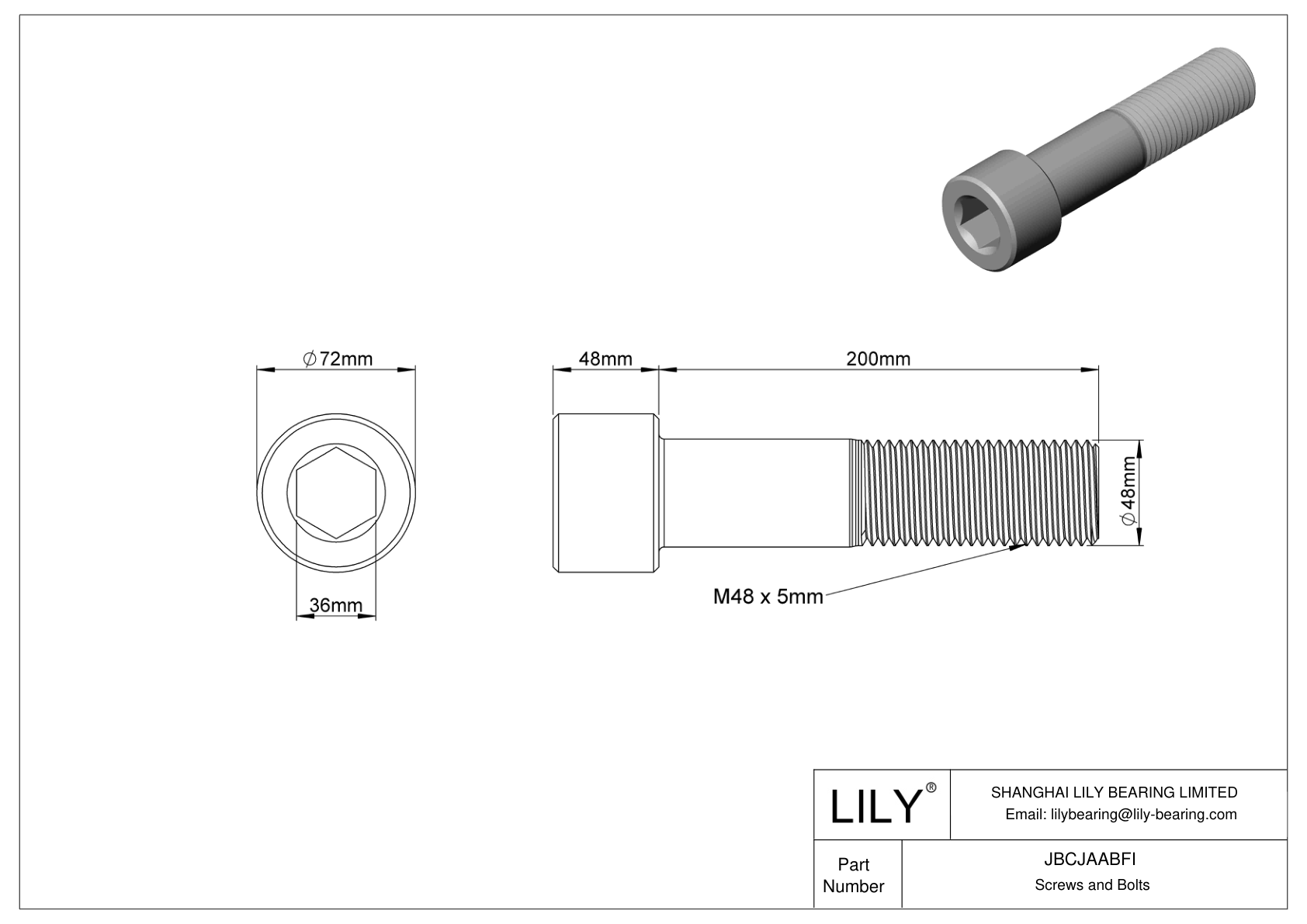 JBCJAABFI Tornillos de cabeza cilíndrica de acero aleado cad drawing