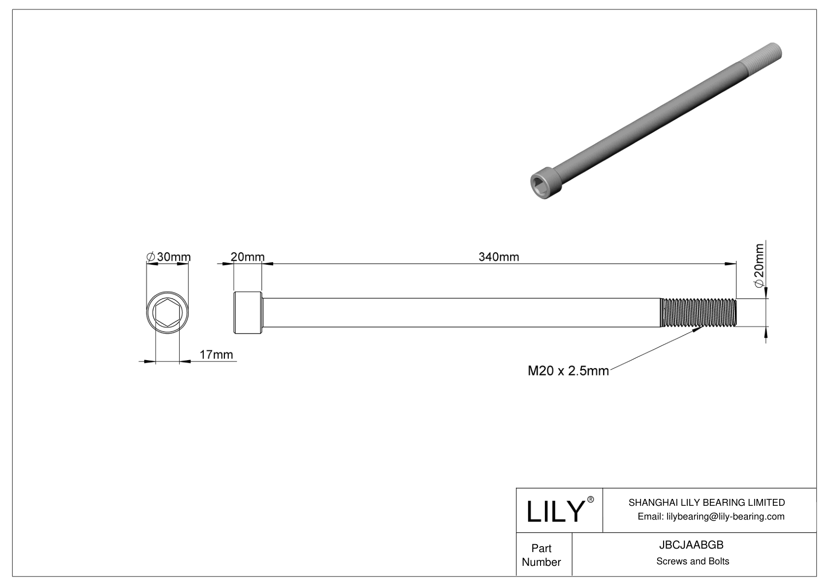 JBCJAABGB Alloy Steel Socket Head Screws cad drawing