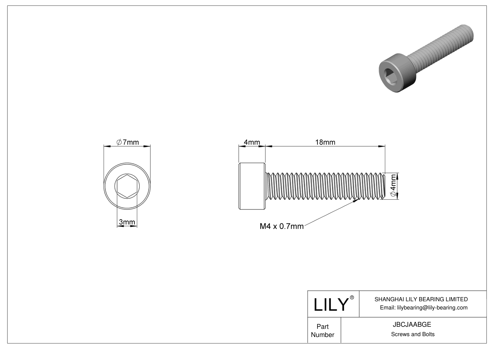 JBCJAABGE Alloy Steel Socket Head Screws cad drawing