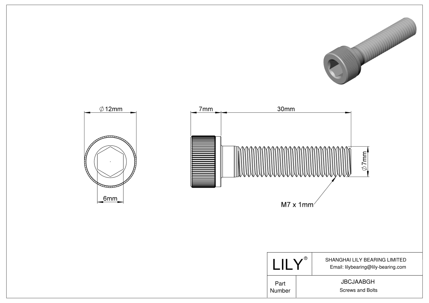 JBCJAABGH Tornillos de cabeza cilíndrica de acero aleado cad drawing