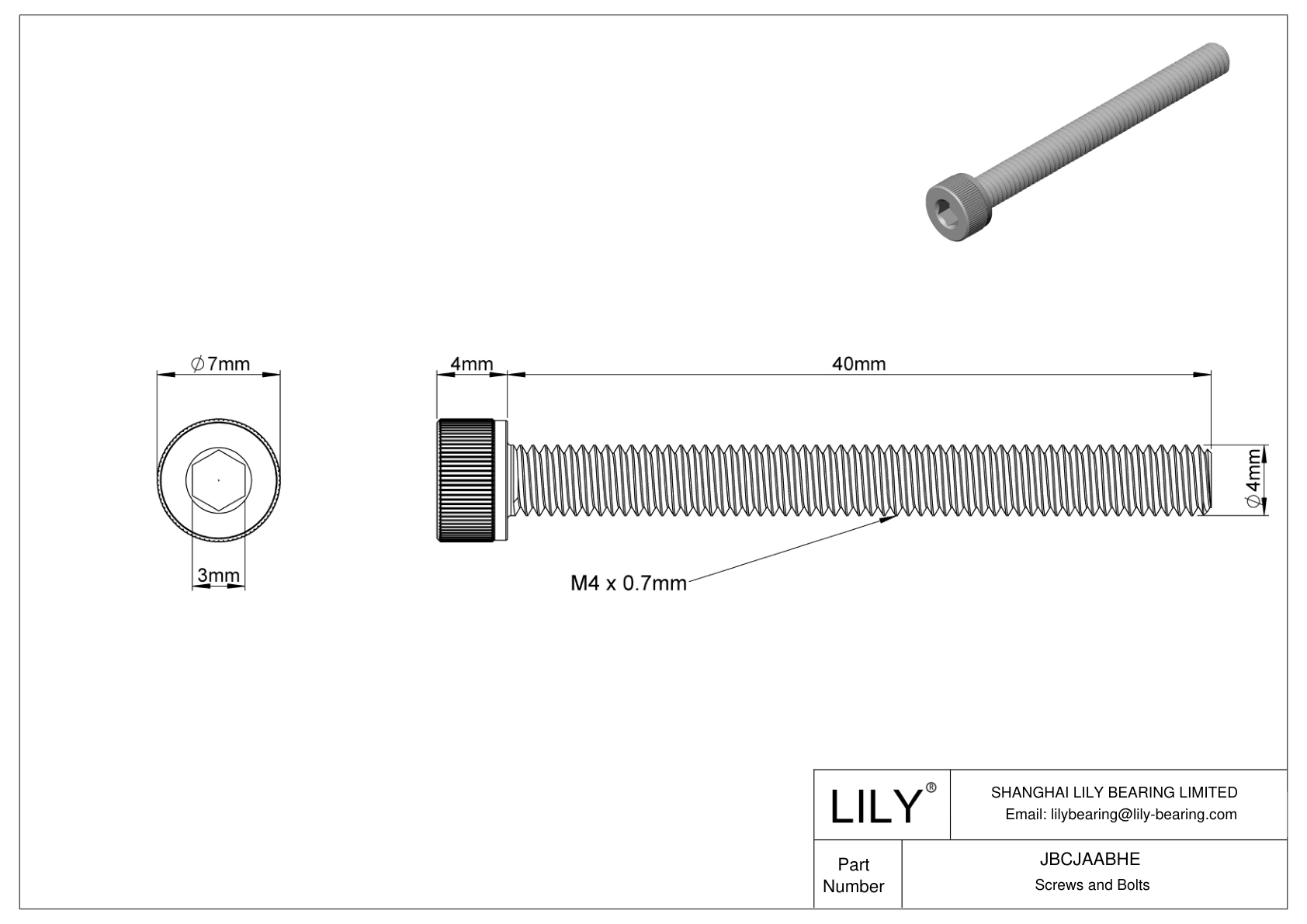 JBCJAABHE Alloy Steel Socket Head Screws cad drawing